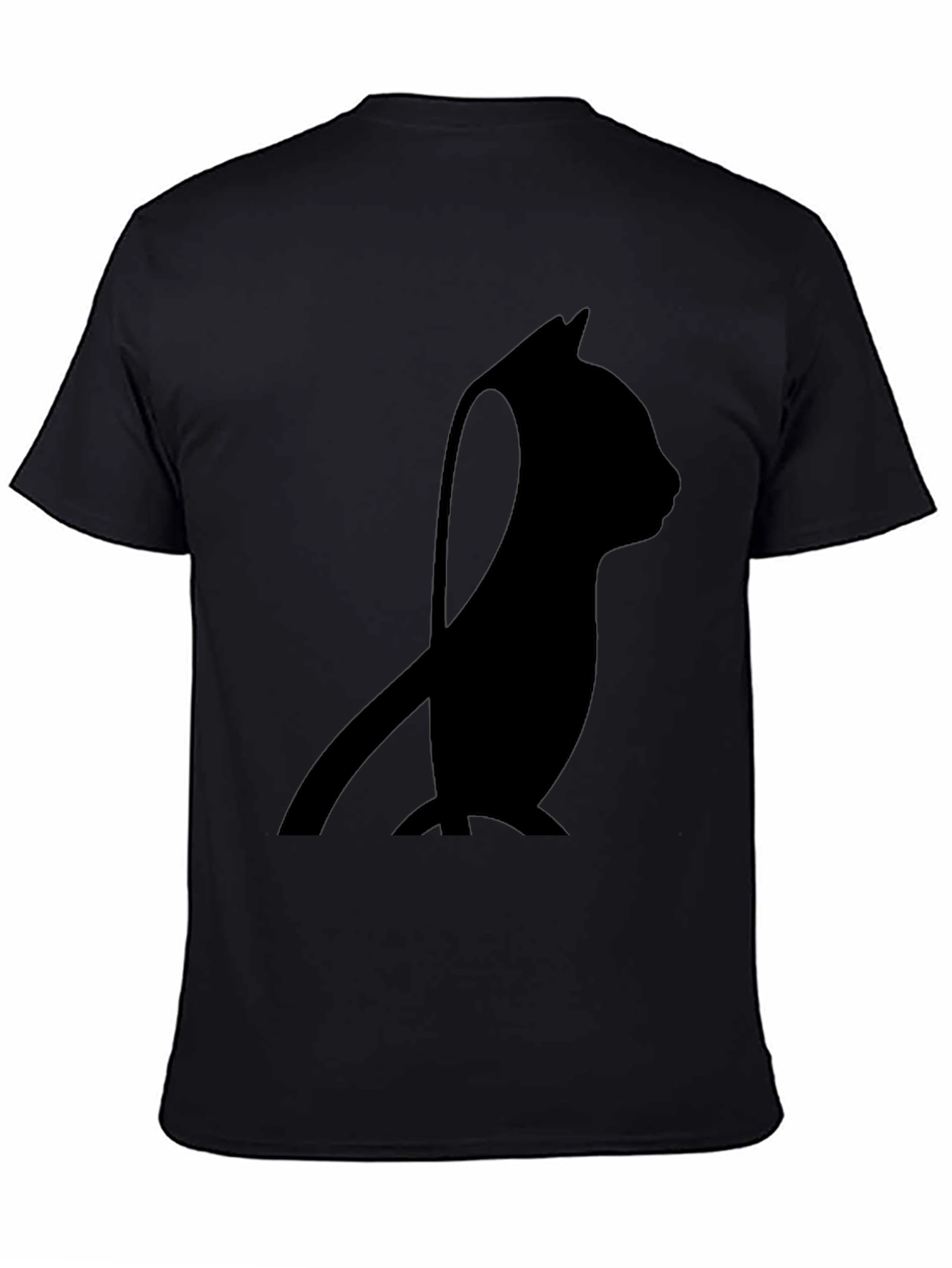 Minimalist Cat Silhouette T-Shirt - Black