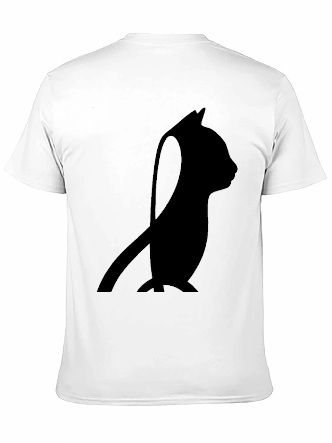 Minimalist Cat Silhouette T-Shirt - Black