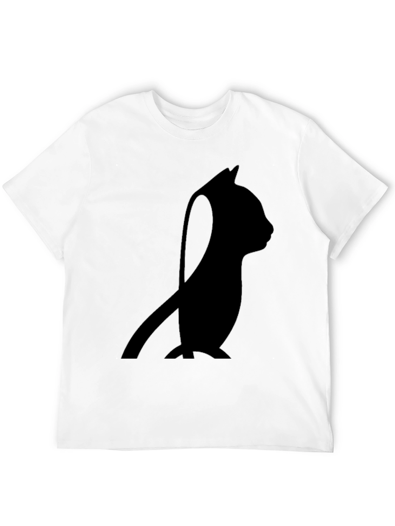 Minimalist Cat Silhouette T-Shirt - Black