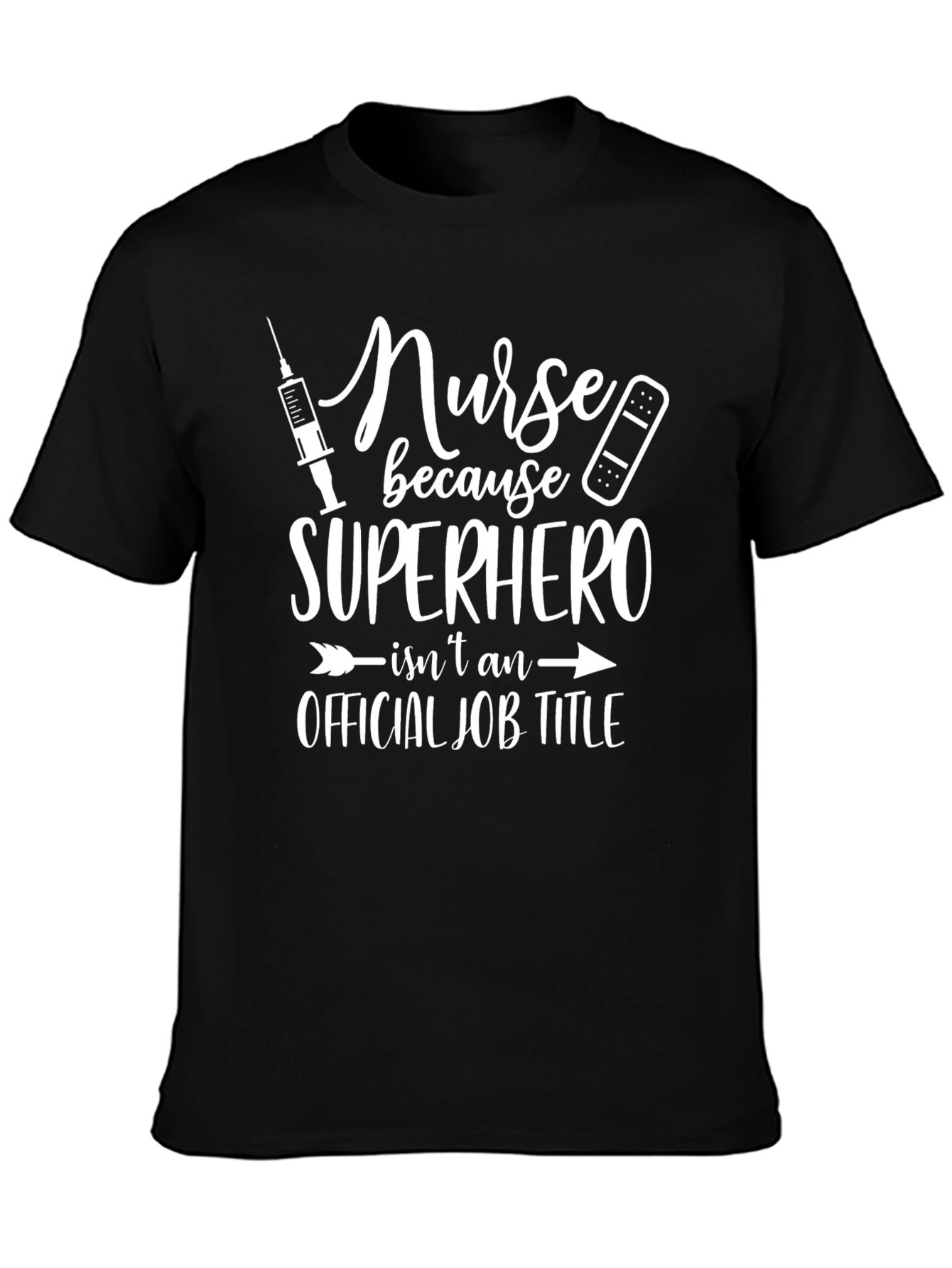 Nurse Superhero Black Graphic T-Shirt