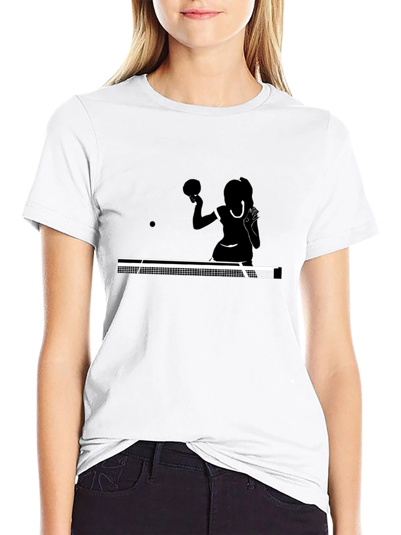 Table Tennis Silhouette Graphic T-Shirt