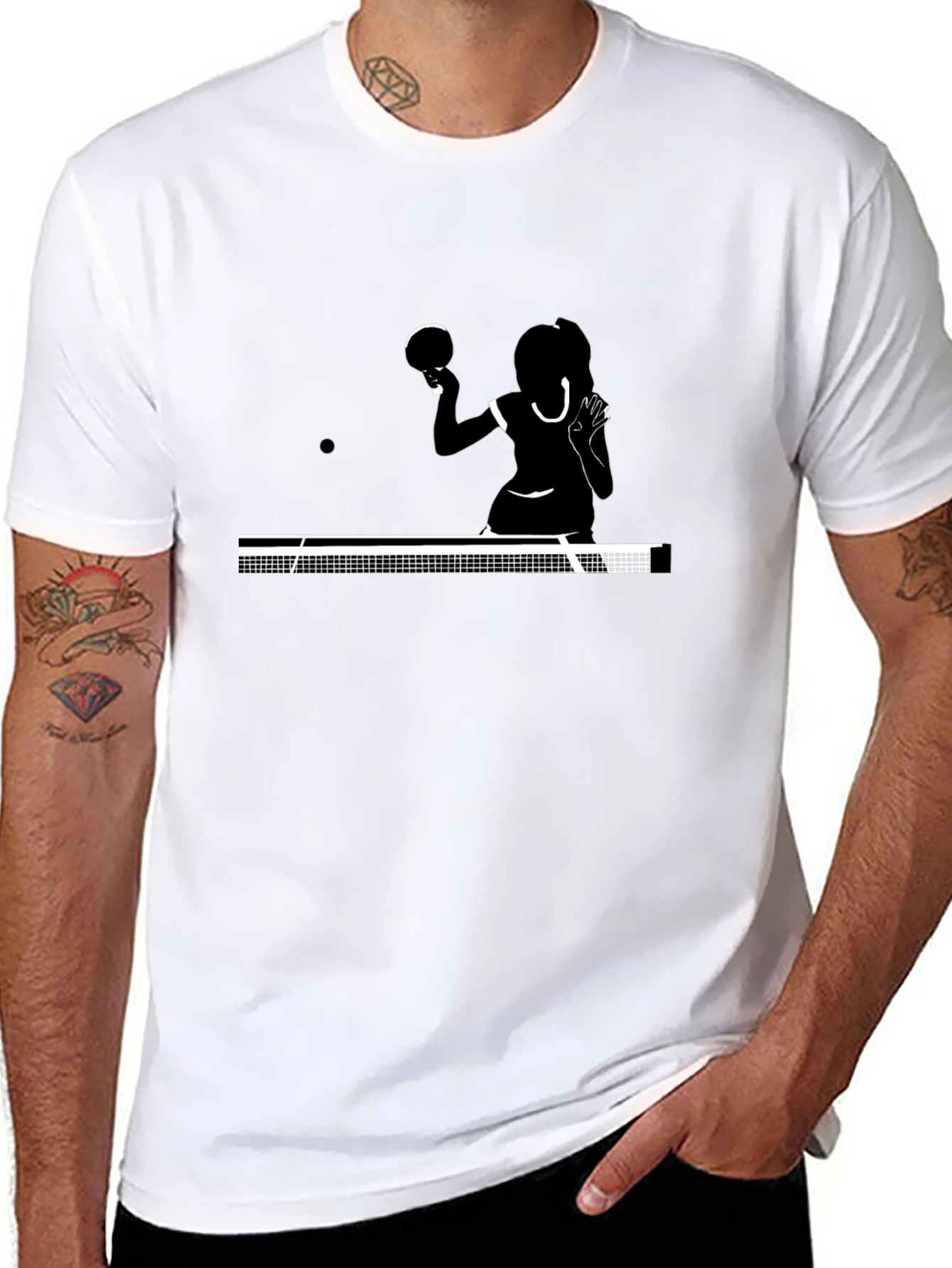 Table Tennis Silhouette Graphic T-Shirt