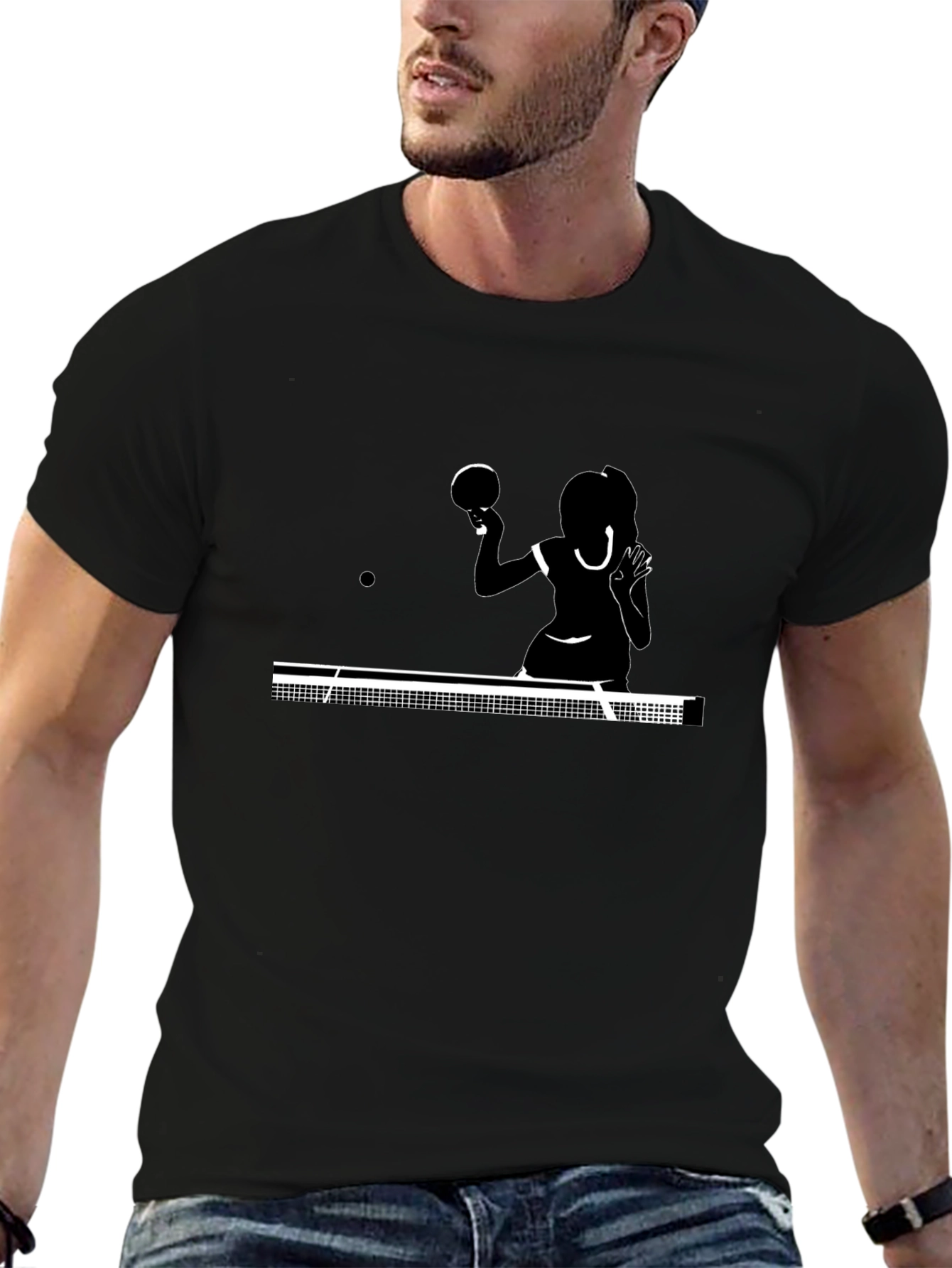 Table Tennis Silhouette Graphic T-Shirt