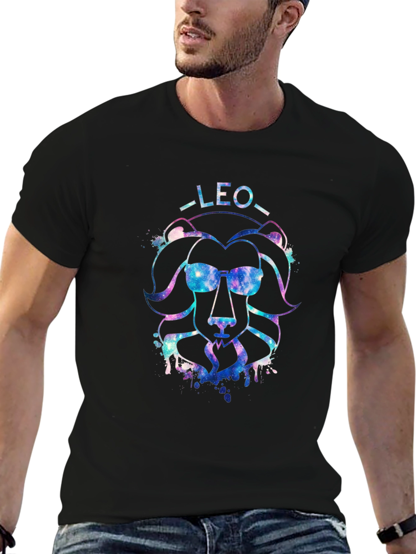 Leo Zodiac Galaxy Print T-Shirt