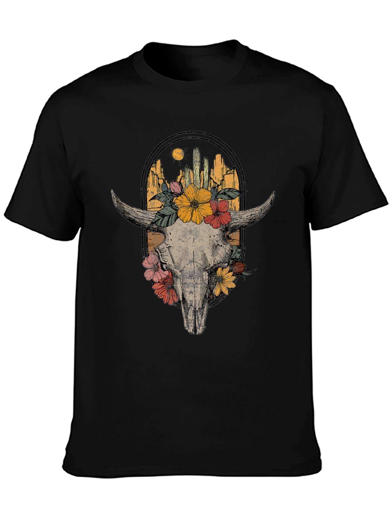 Floral Skull Graphic Tee - Desert Vibes