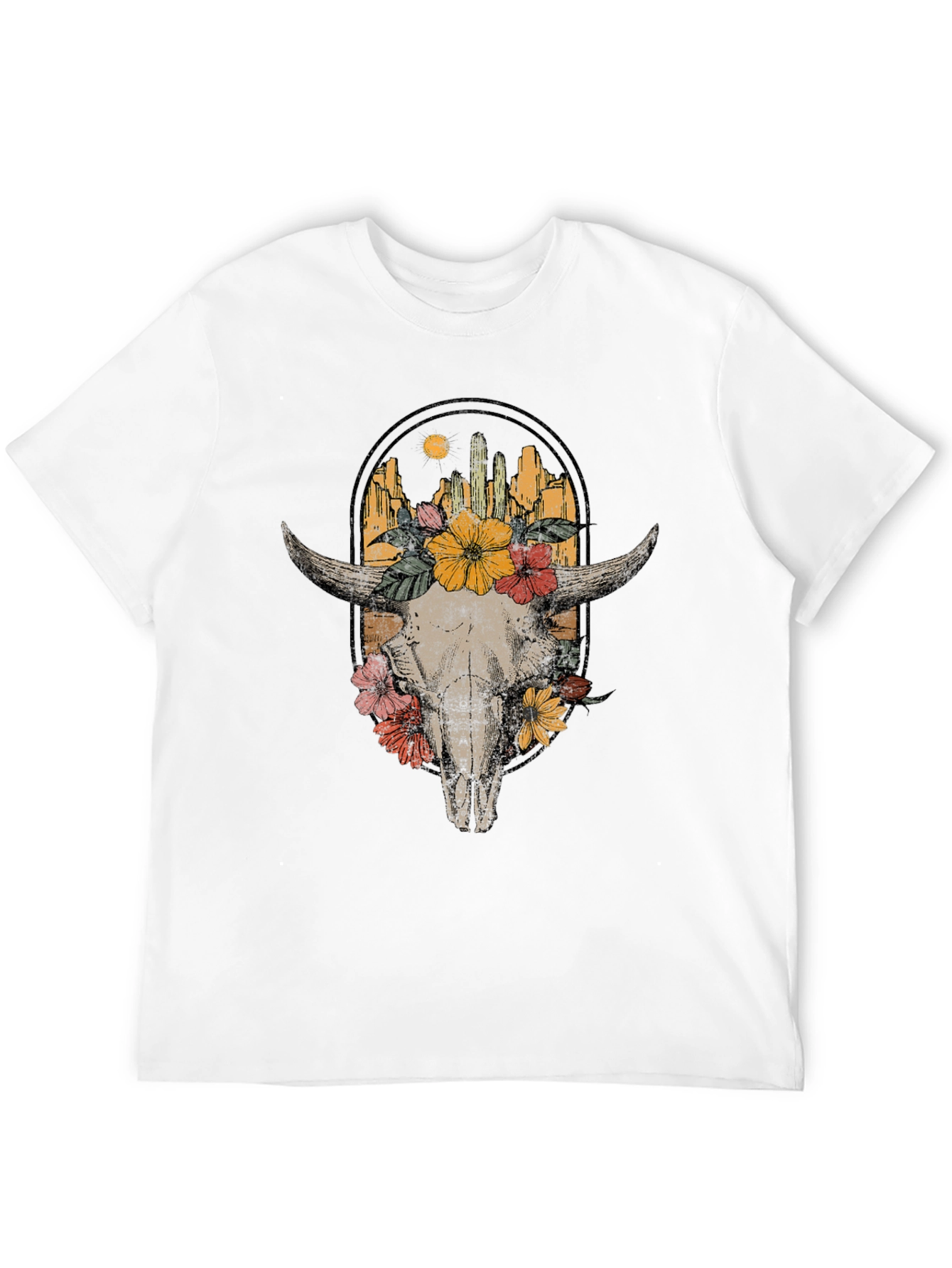 Floral Skull Graphic Tee - Desert Vibes