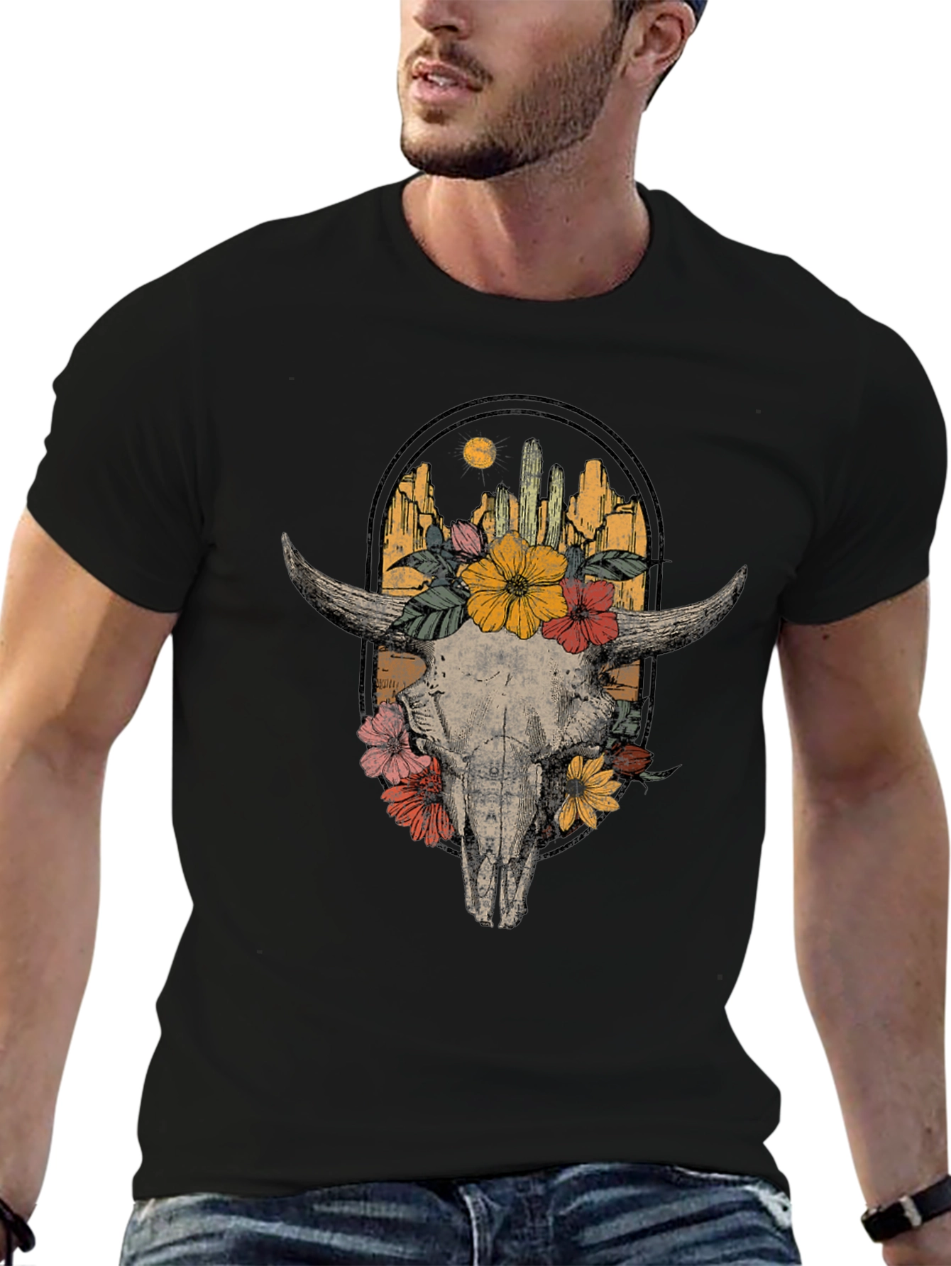Floral Skull Graphic Tee - Desert Vibes