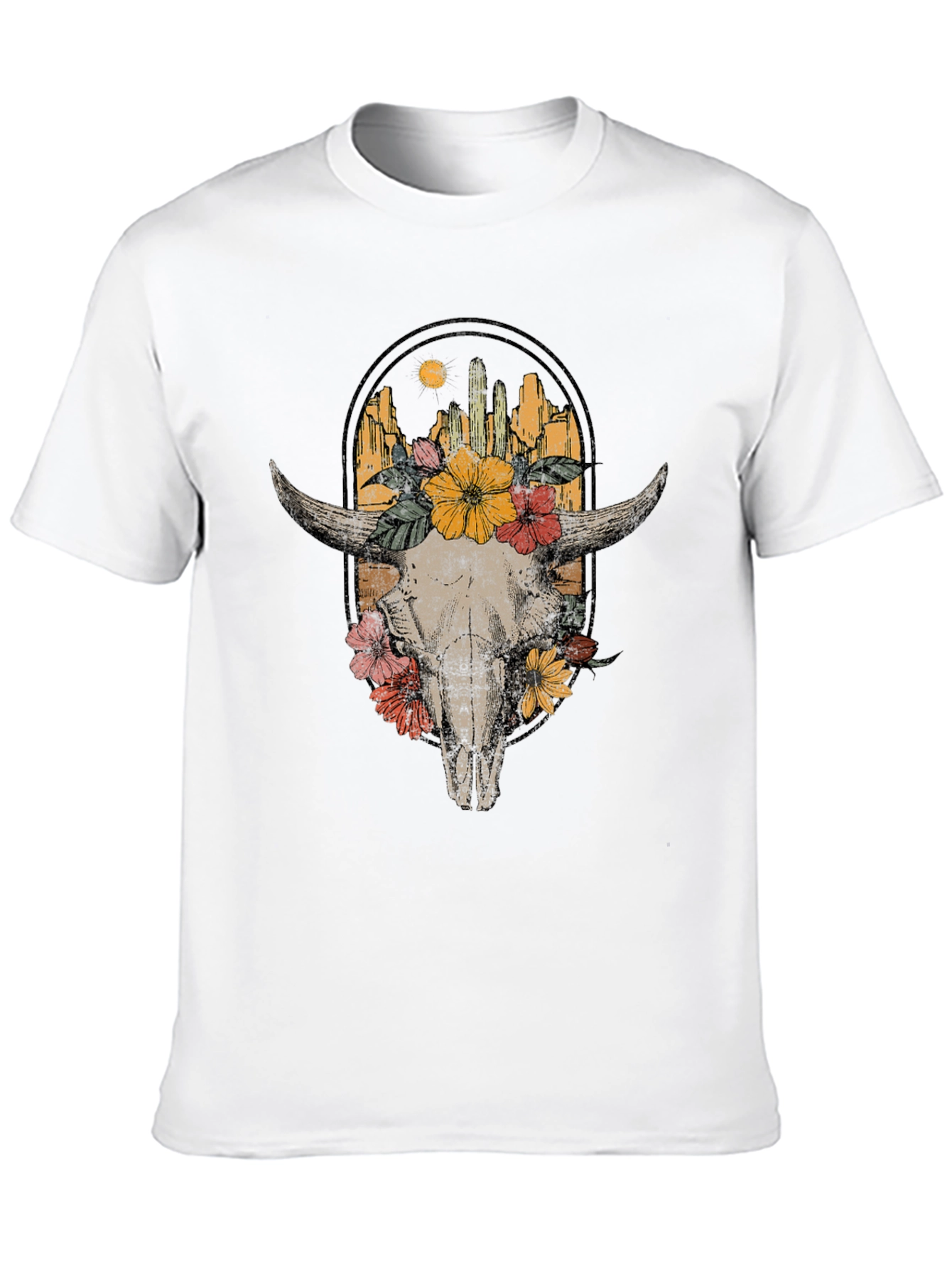 Floral Skull Graphic Tee - Desert Vibes