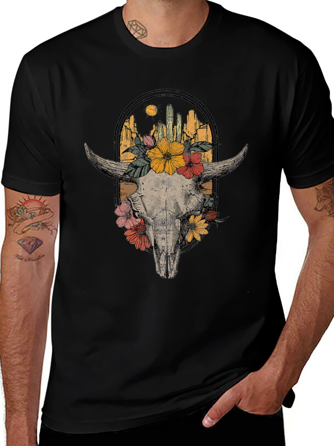 Floral Skull Graphic Tee - Desert Vibes