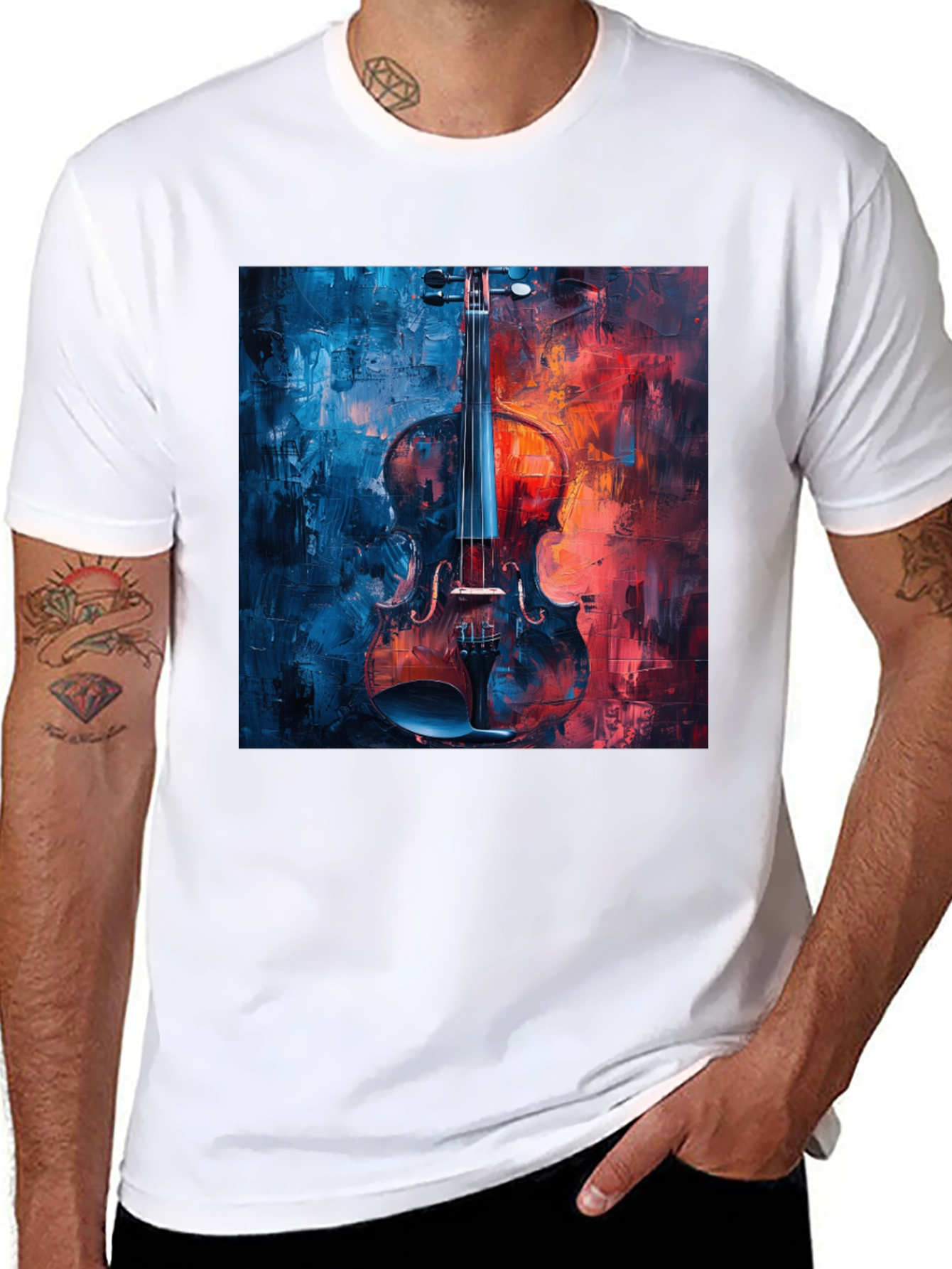 Violin Art Graphic T-Shirt - Classic Black Tee