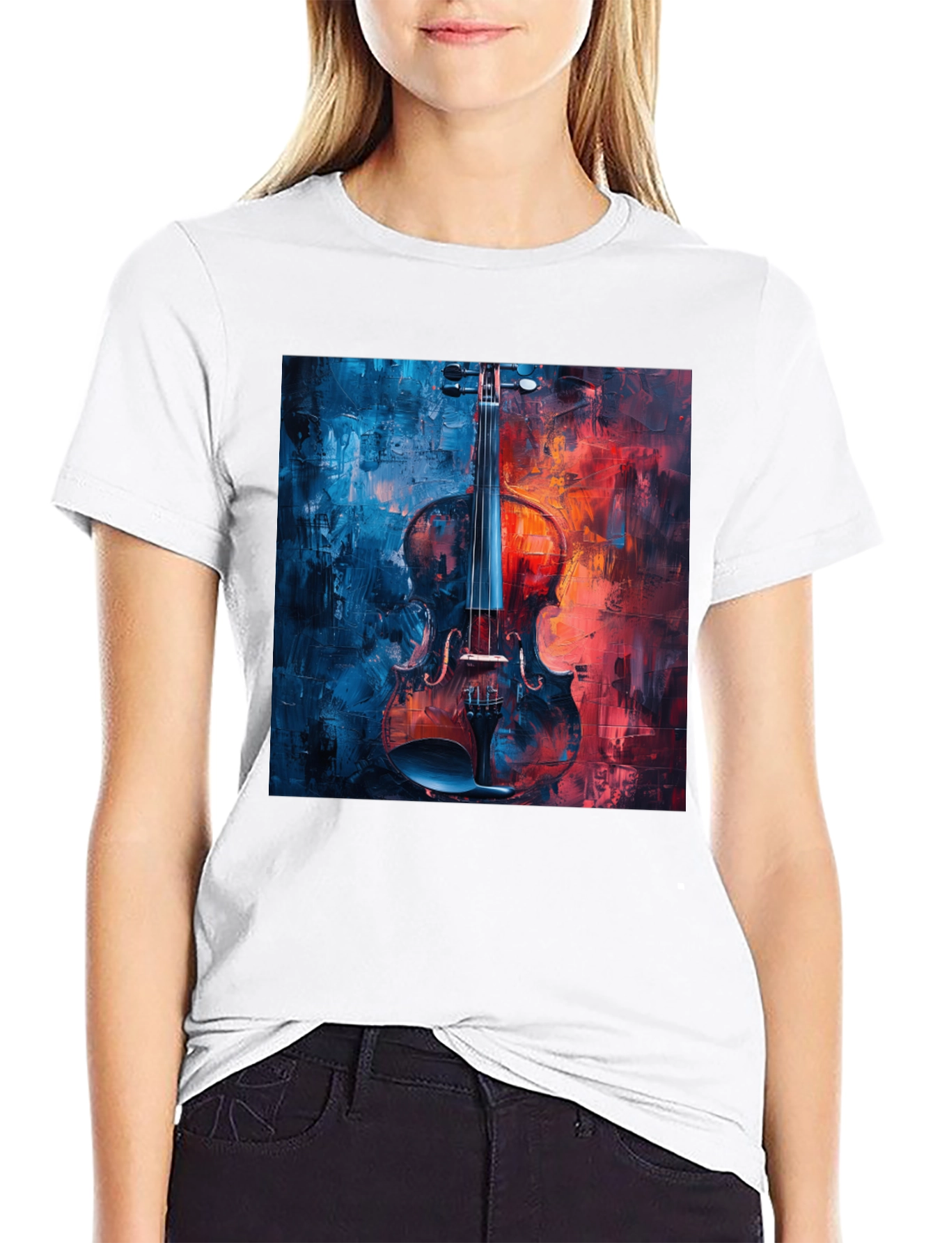 Violin Art Graphic T-Shirt - Classic Black Tee