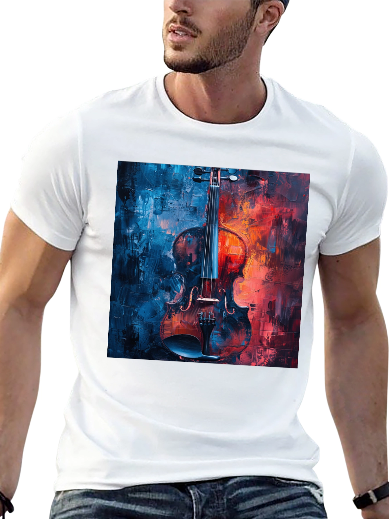 Violin Art Graphic T-Shirt - Classic Black Tee