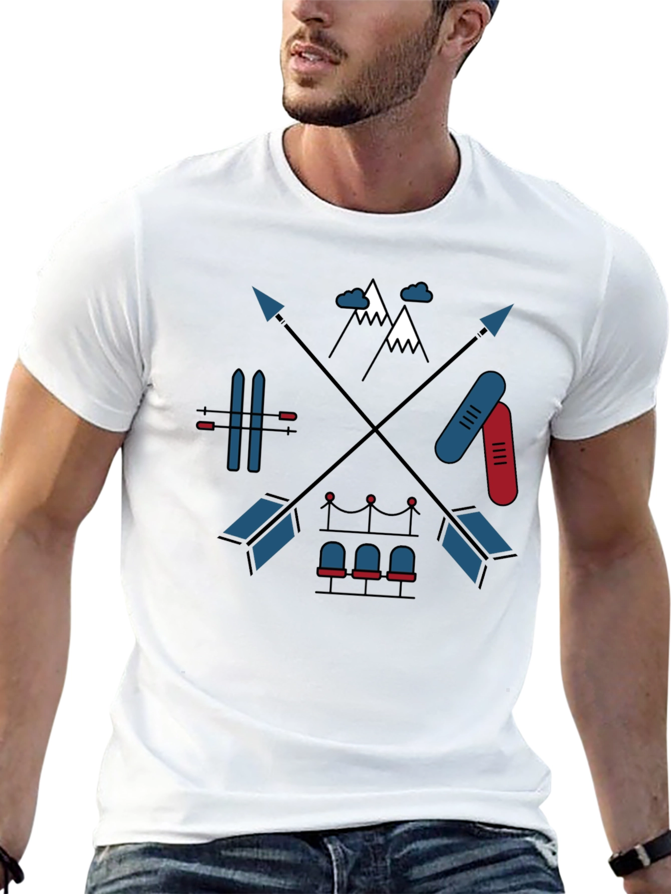 Ski & Snowboard Arrows Black Graphic Tee