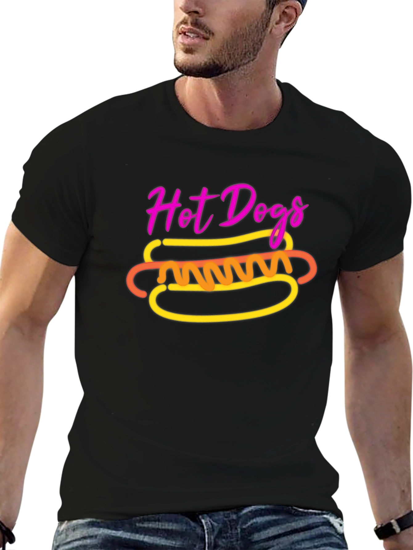 Hot Dogs Graphic Tee - Black Unisex T-Shirt