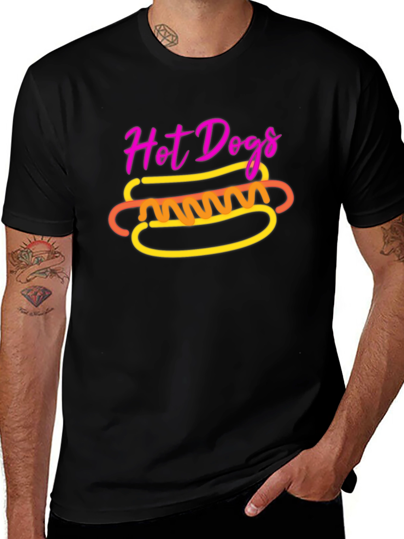 Hot Dogs Graphic Tee - Black Unisex T-Shirt
