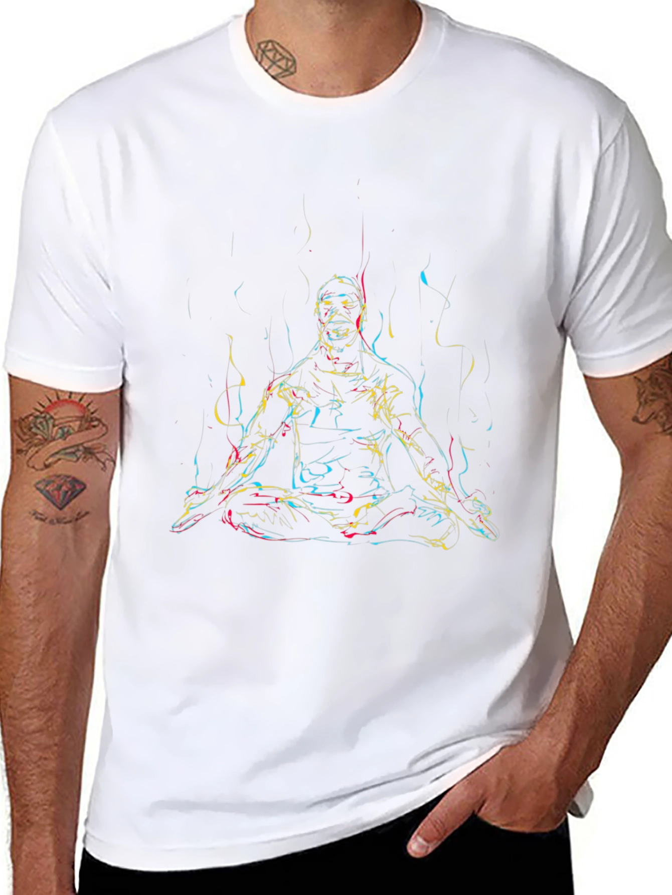 Abstract Meditating Man T-Shirt - Black