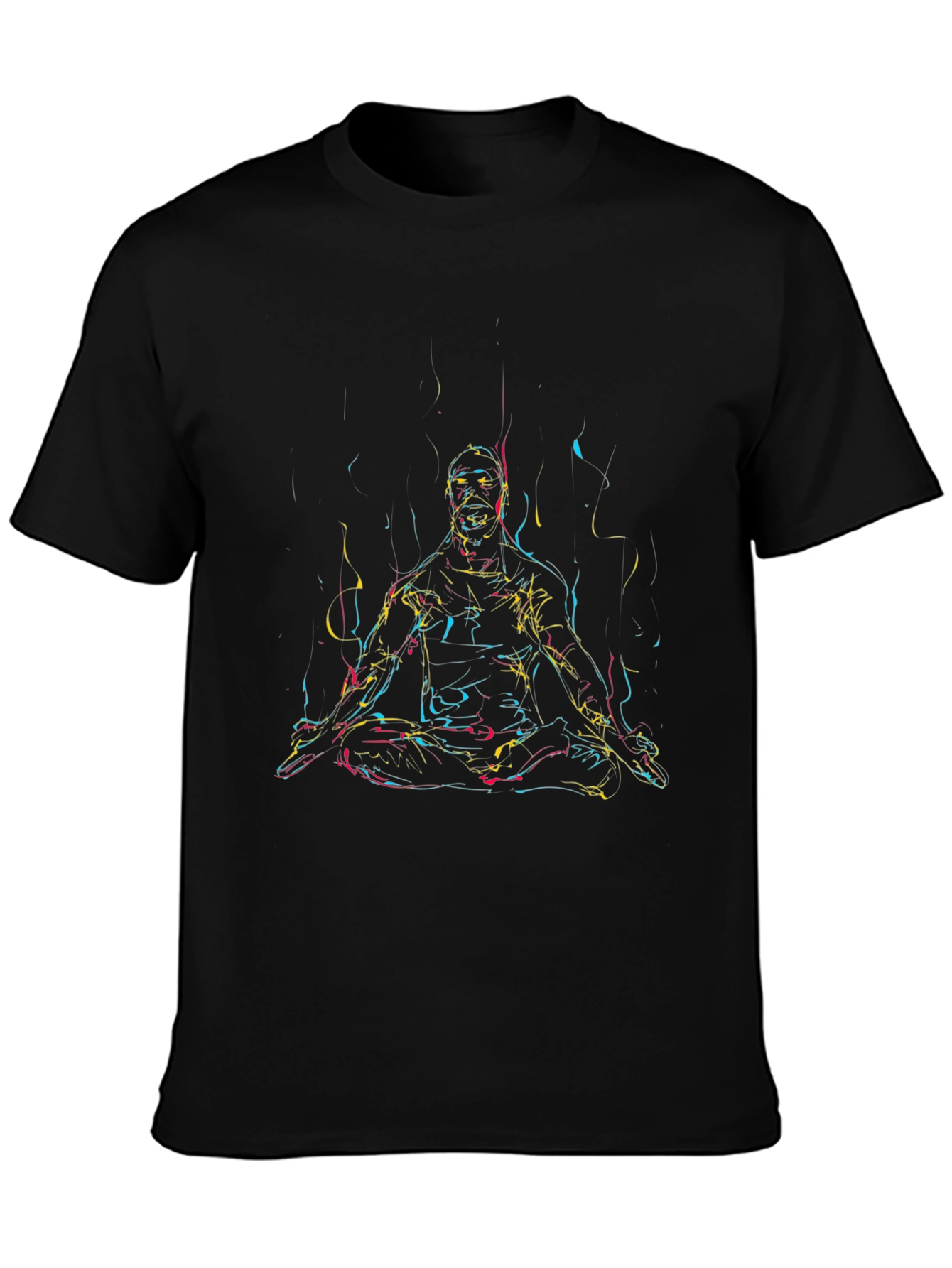 Abstract Meditating Man T-Shirt - Black