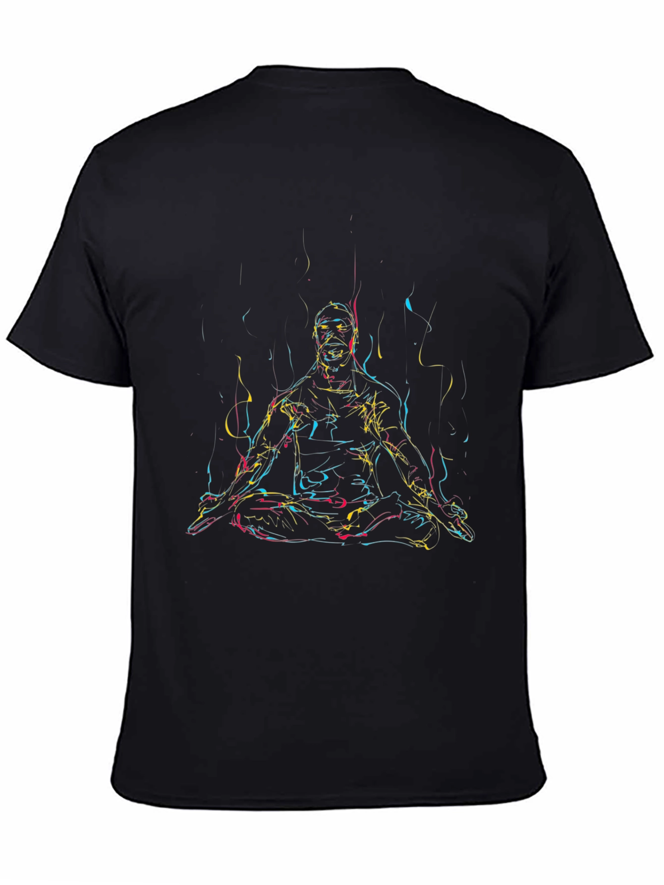 Abstract Meditating Man T-Shirt - Black