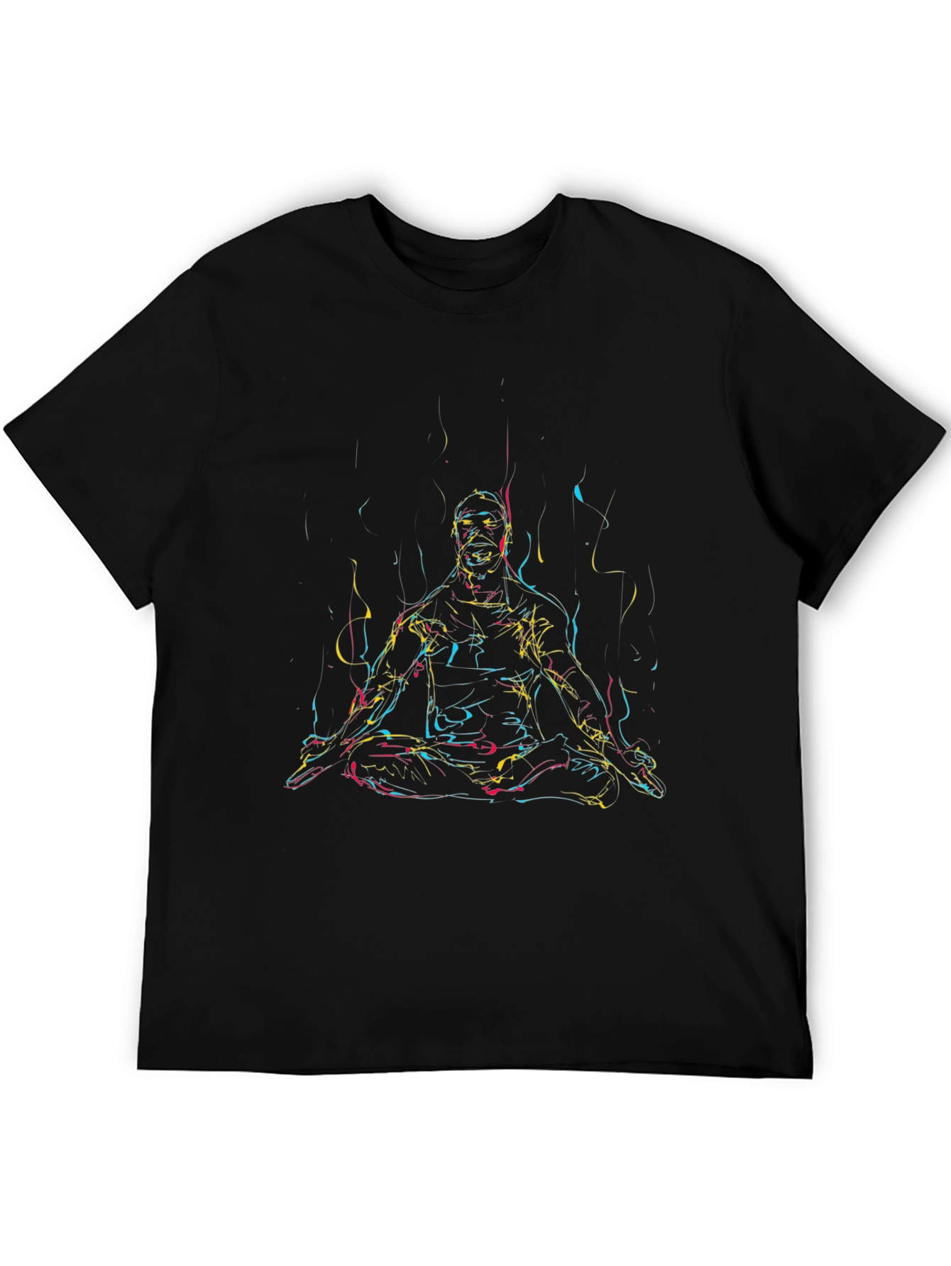 Abstract Meditating Man T-Shirt - Black