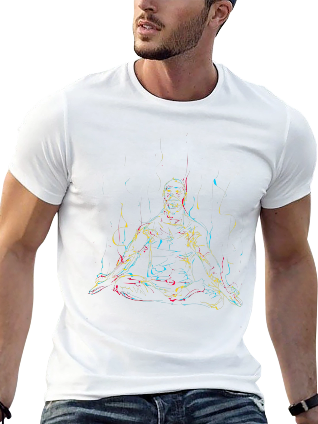 Abstract Meditating Man T-Shirt - Black