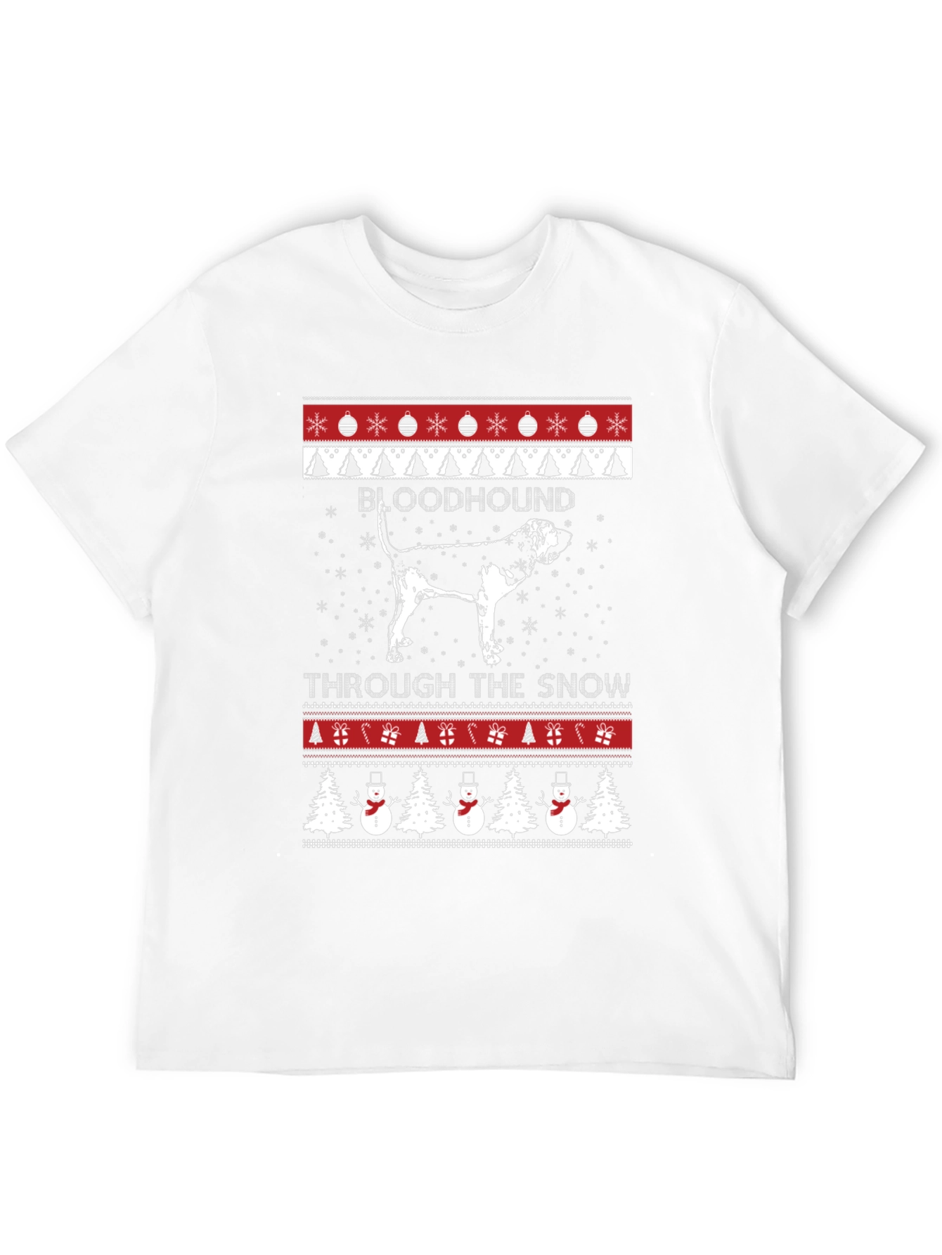 Bloodhound Through the Snow Christmas Ugly Sweater T-Shirt