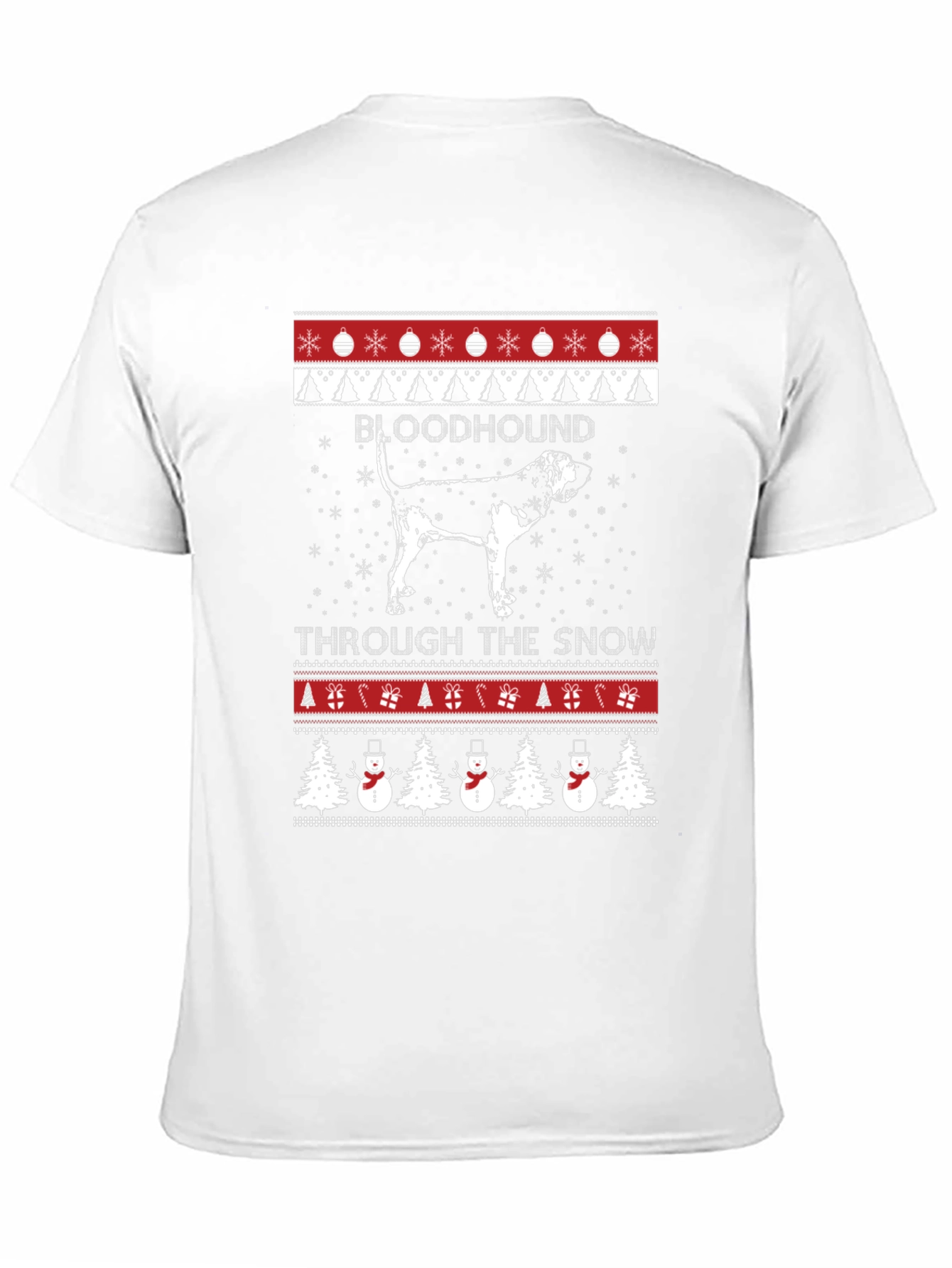 Bloodhound Through the Snow Christmas Ugly Sweater T-Shirt