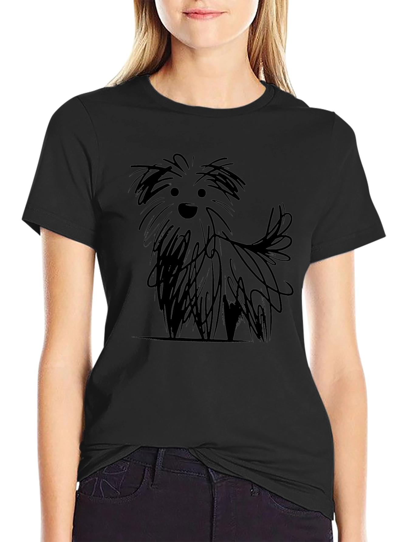 Dog Sketch Black T-Shirt