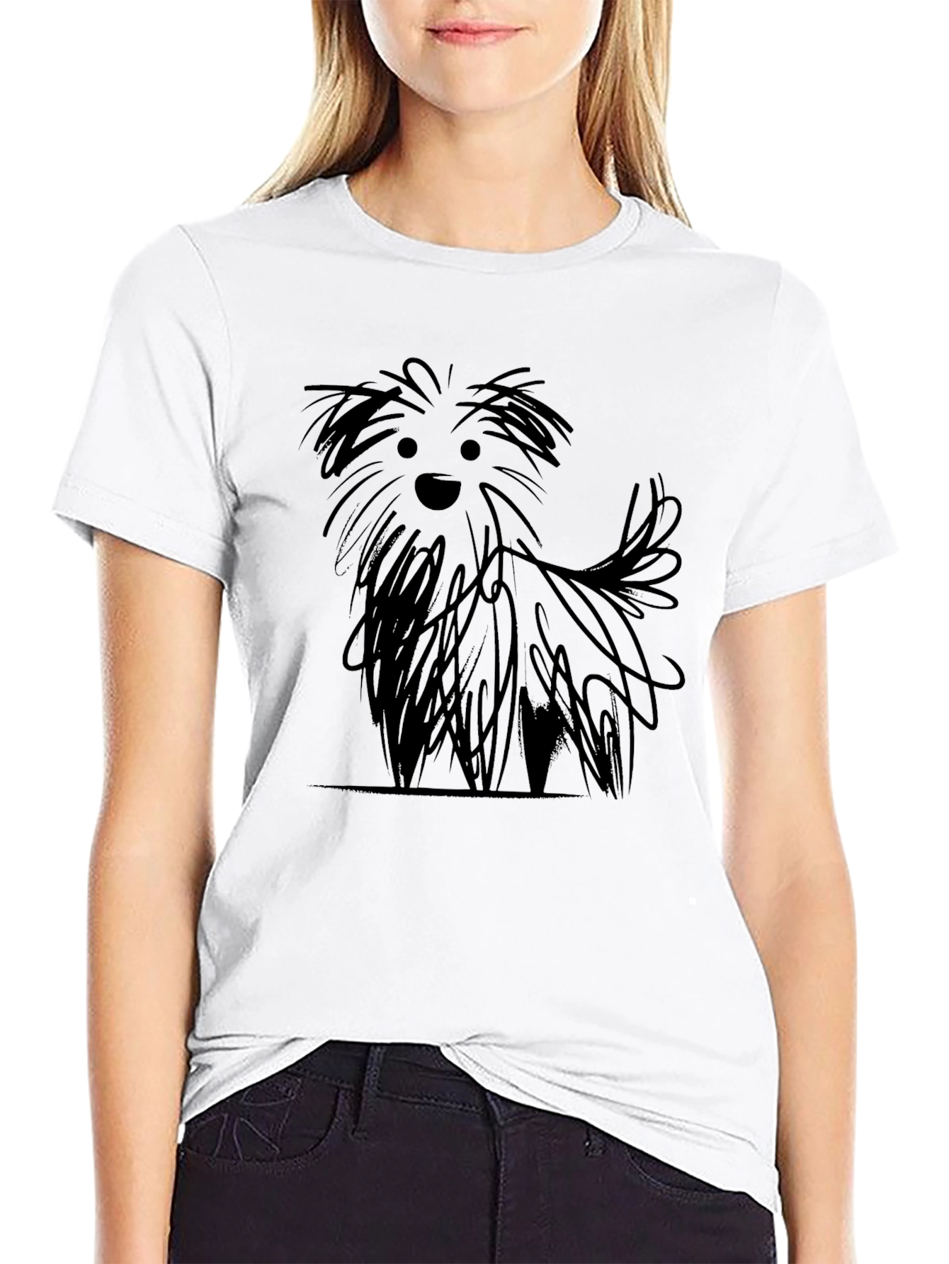 Dog Sketch Black T-Shirt