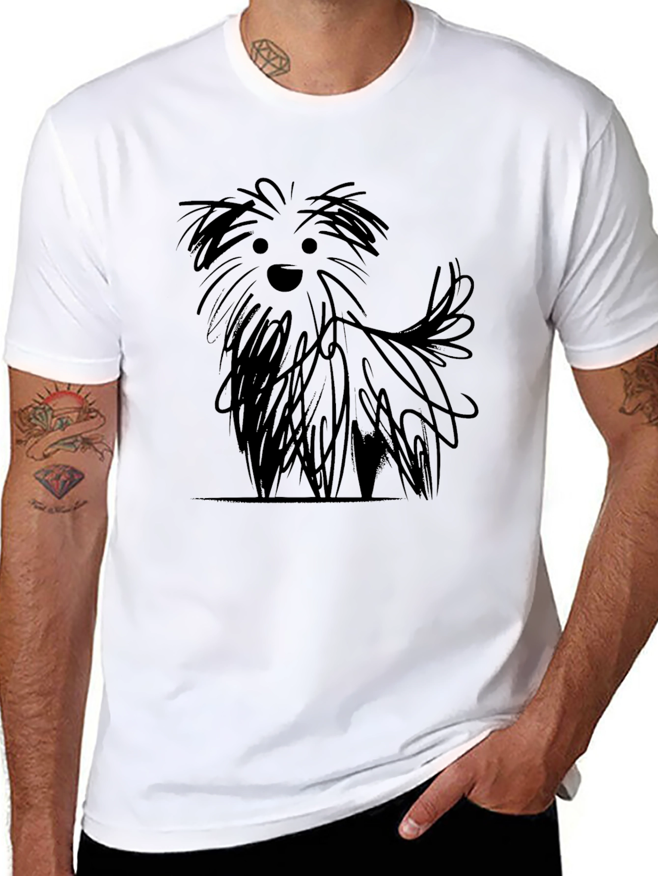 Dog Sketch Black T-Shirt