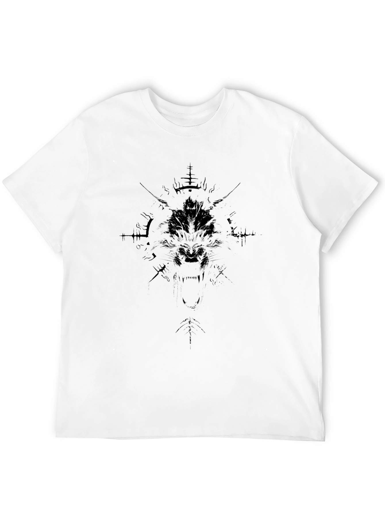 Black Graphic Tee - Abstract Print