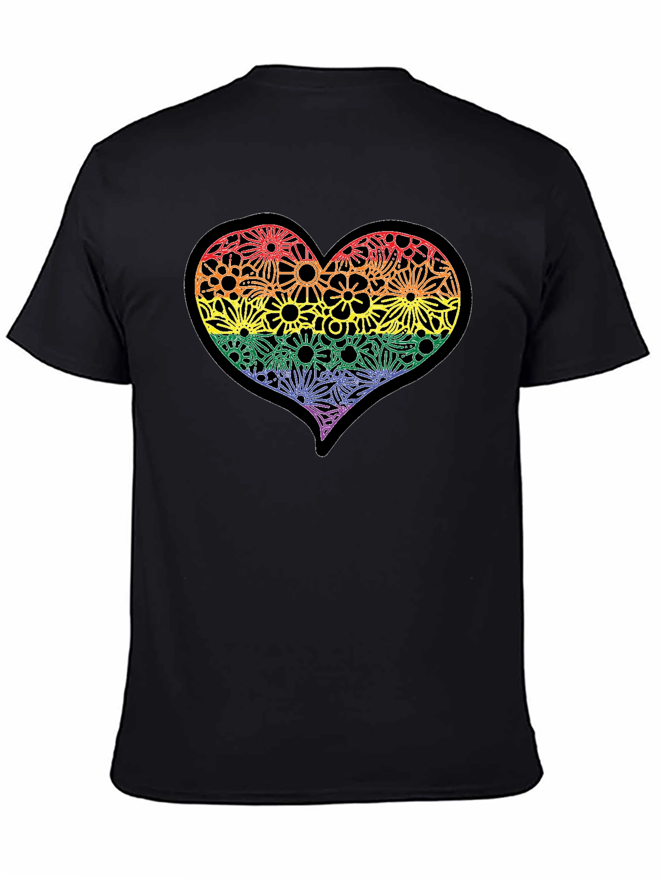 Rainbow Floral Heart T-Shirt - Pride Celebration