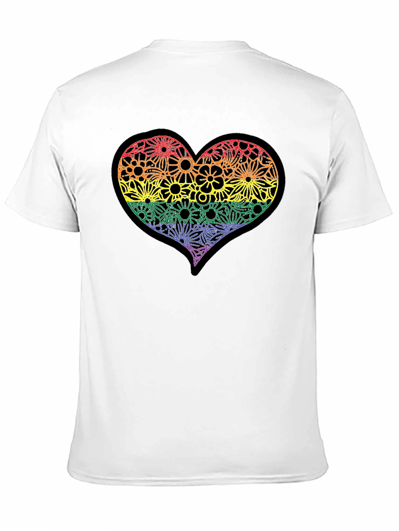 Rainbow Floral Heart T-Shirt - Pride Celebration