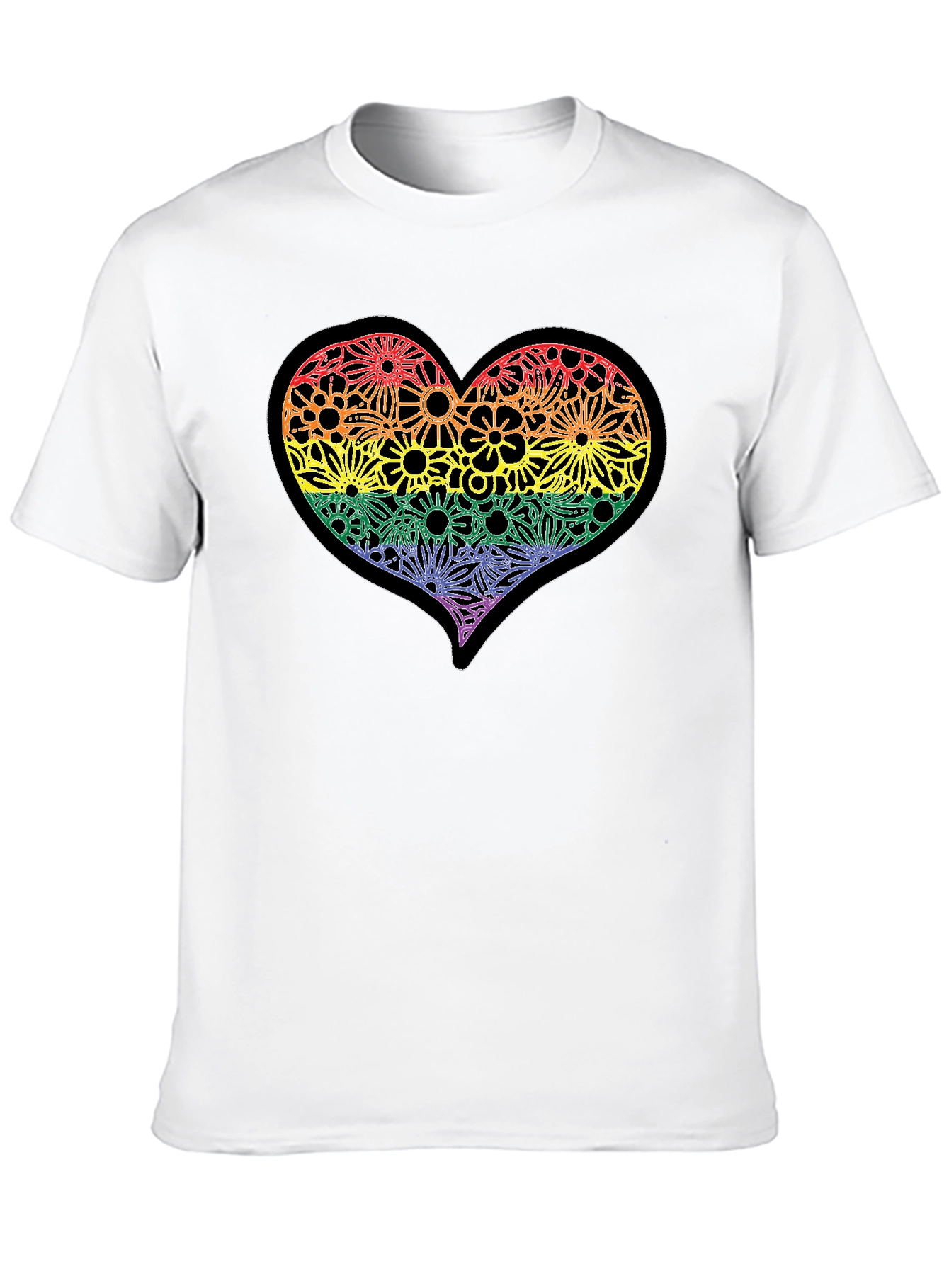 Rainbow Floral Heart T-Shirt - Pride Celebration
