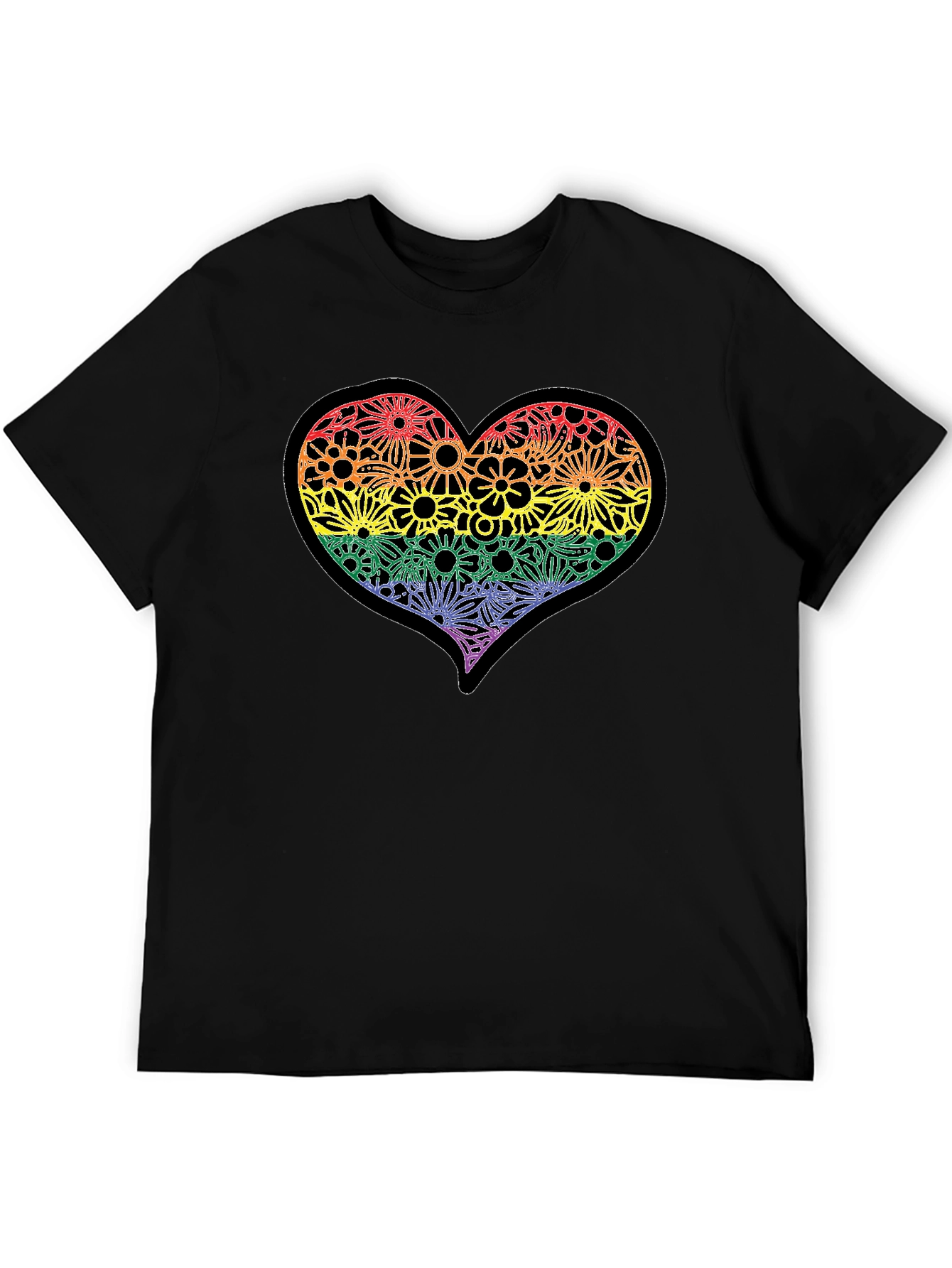 Rainbow Floral Heart T-Shirt - Pride Celebration