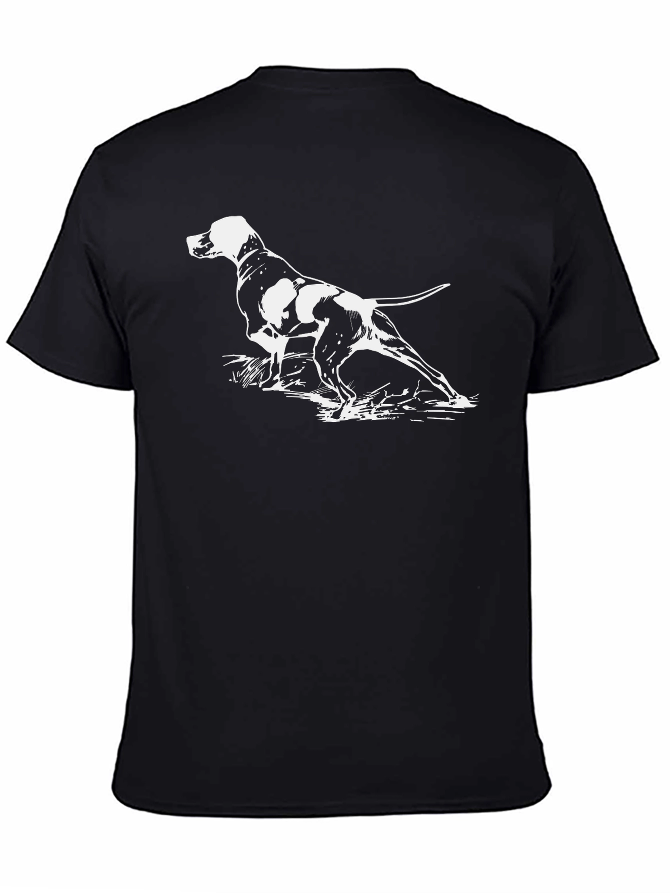 Black T-Shirt with Pointer Dog Graphic Print