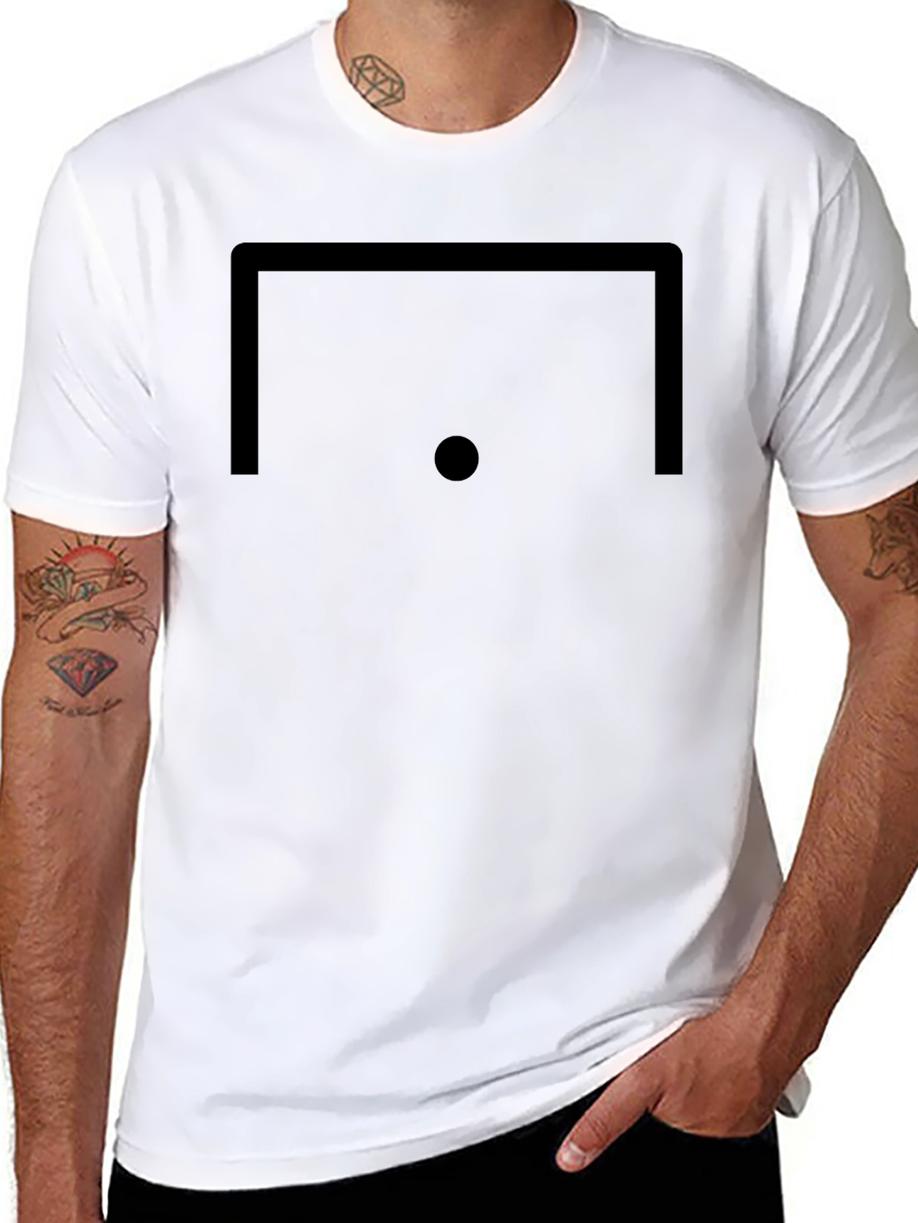 Minimalist Soccer Goal Graphic T-Shirt - Black