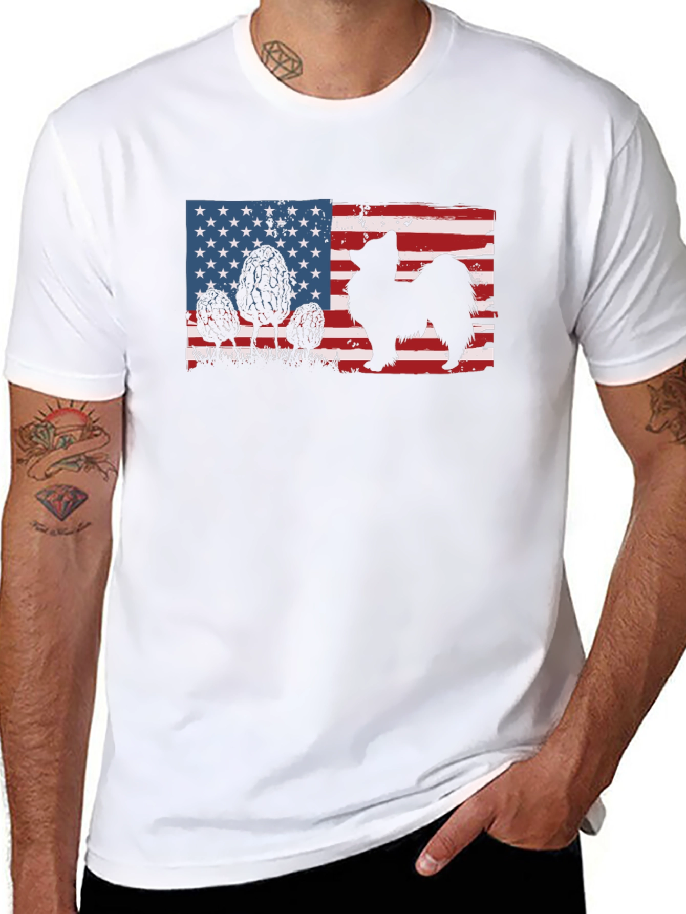 American Flag Dog Silhouette T-Shirt