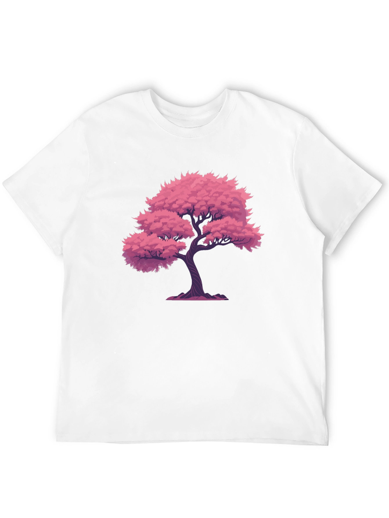 Pink Tree Graphic Black T-Shirt