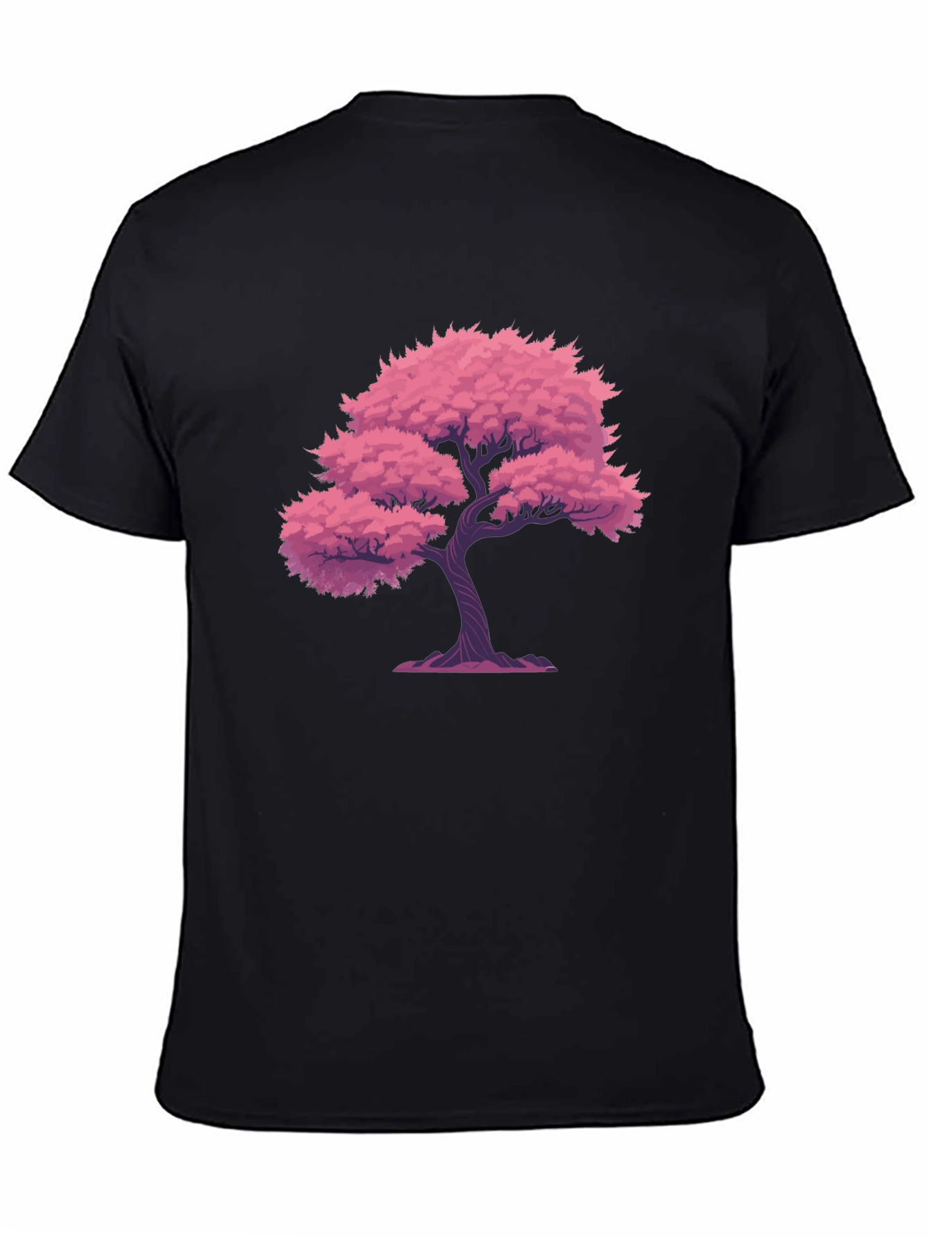 Pink Tree Graphic Black T-Shirt