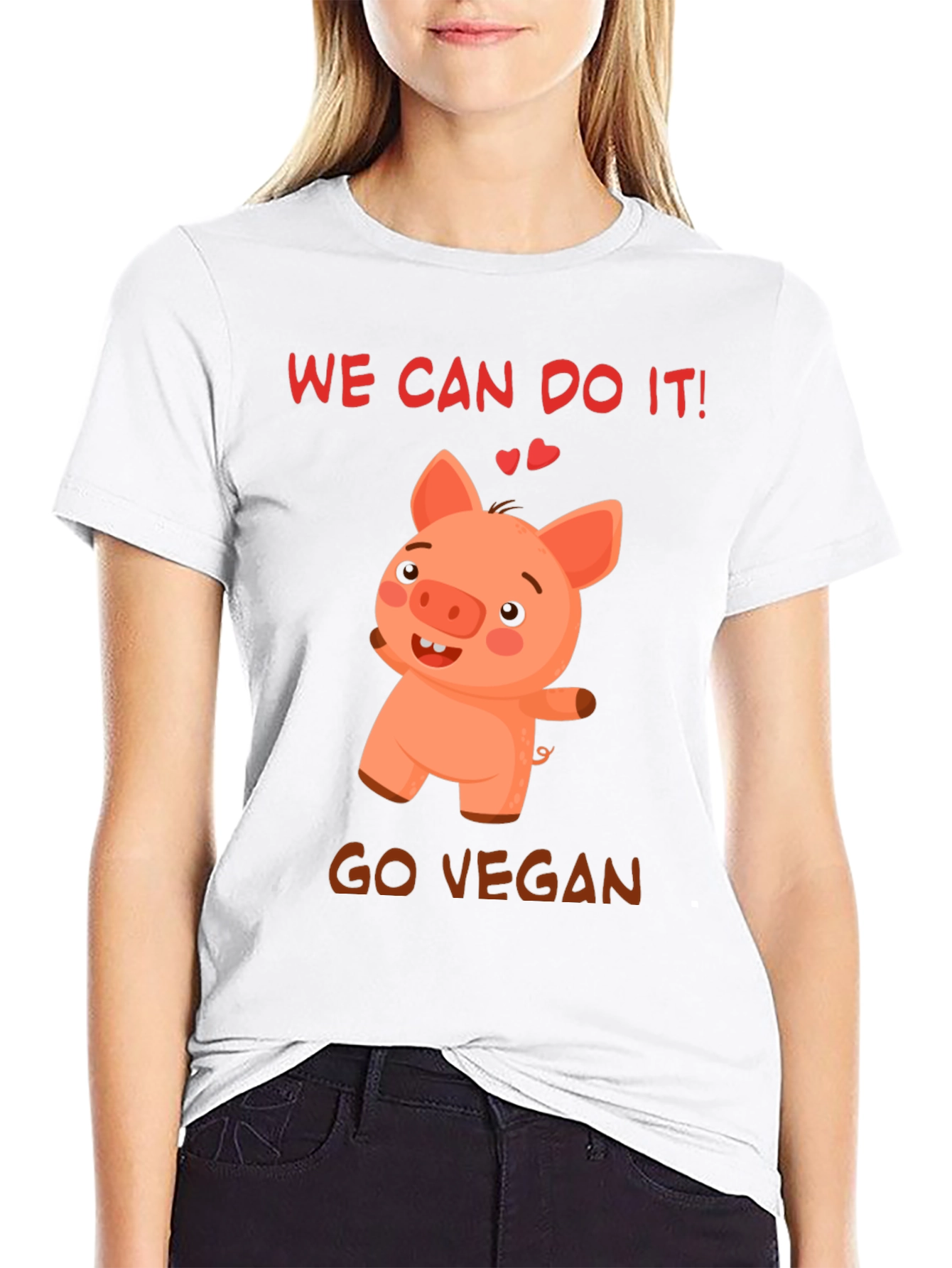 Vegan Pig T-Shirt - We Can Do It!