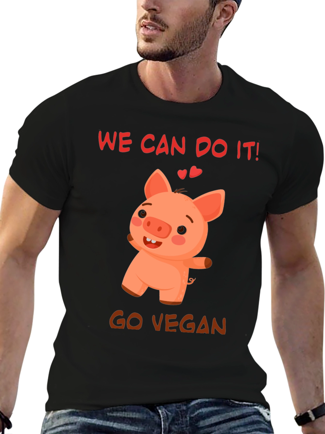Vegan Pig T-Shirt - We Can Do It!
