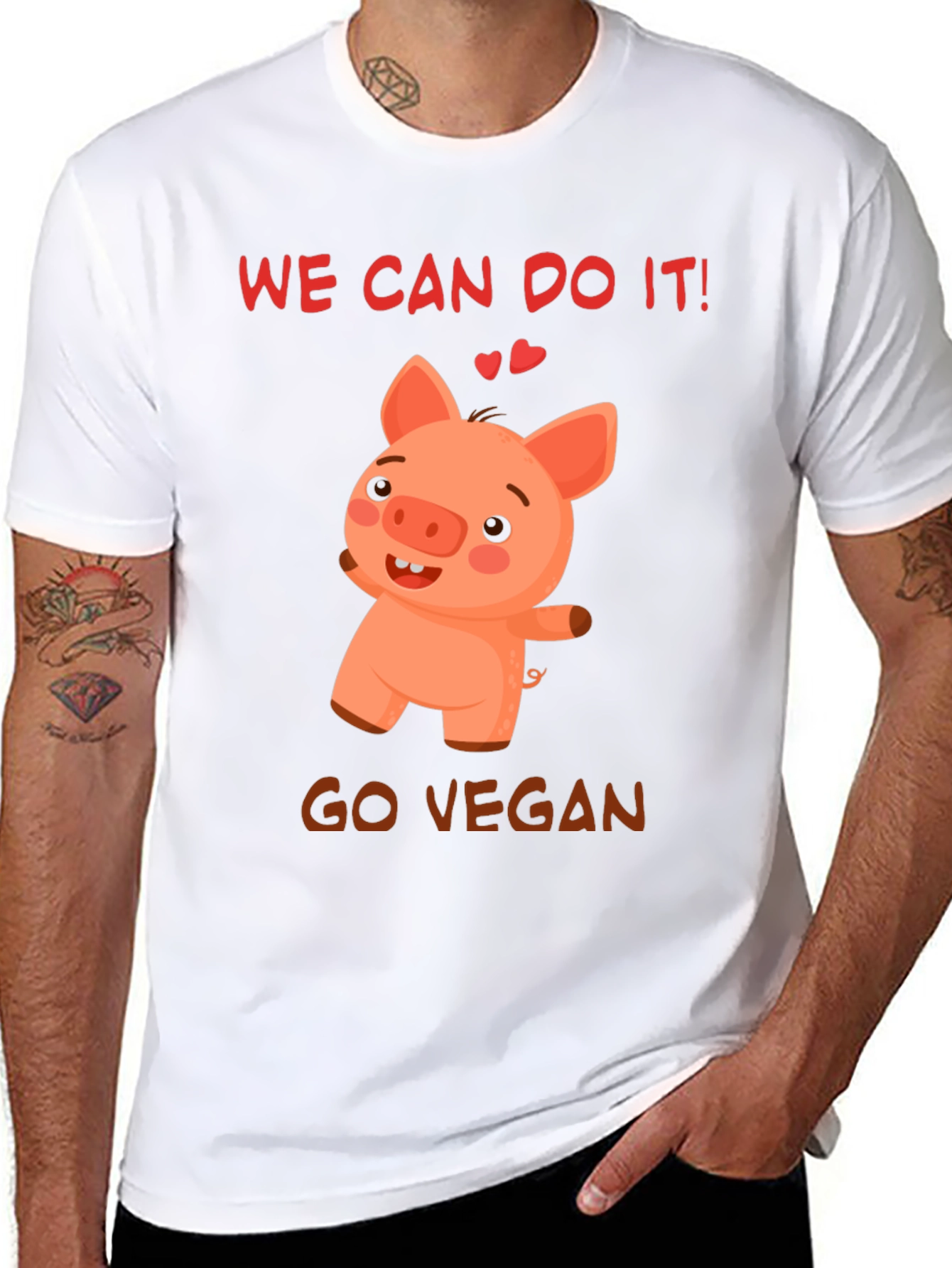 Vegan Pig T-Shirt - We Can Do It!