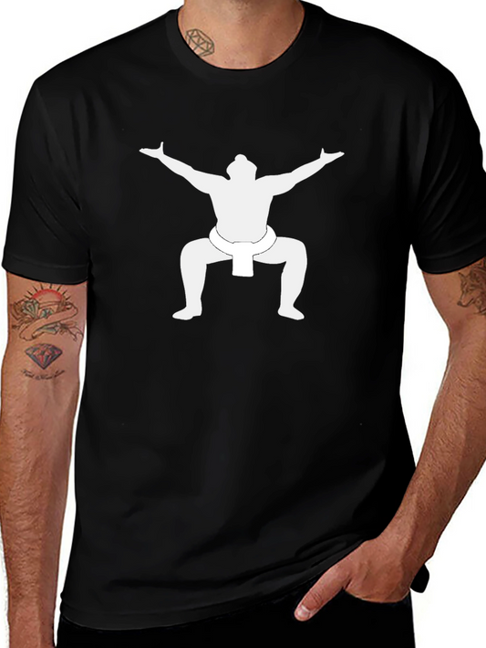 Sumo Wrestler Graphic Tee - Black Casual T-Shirt
