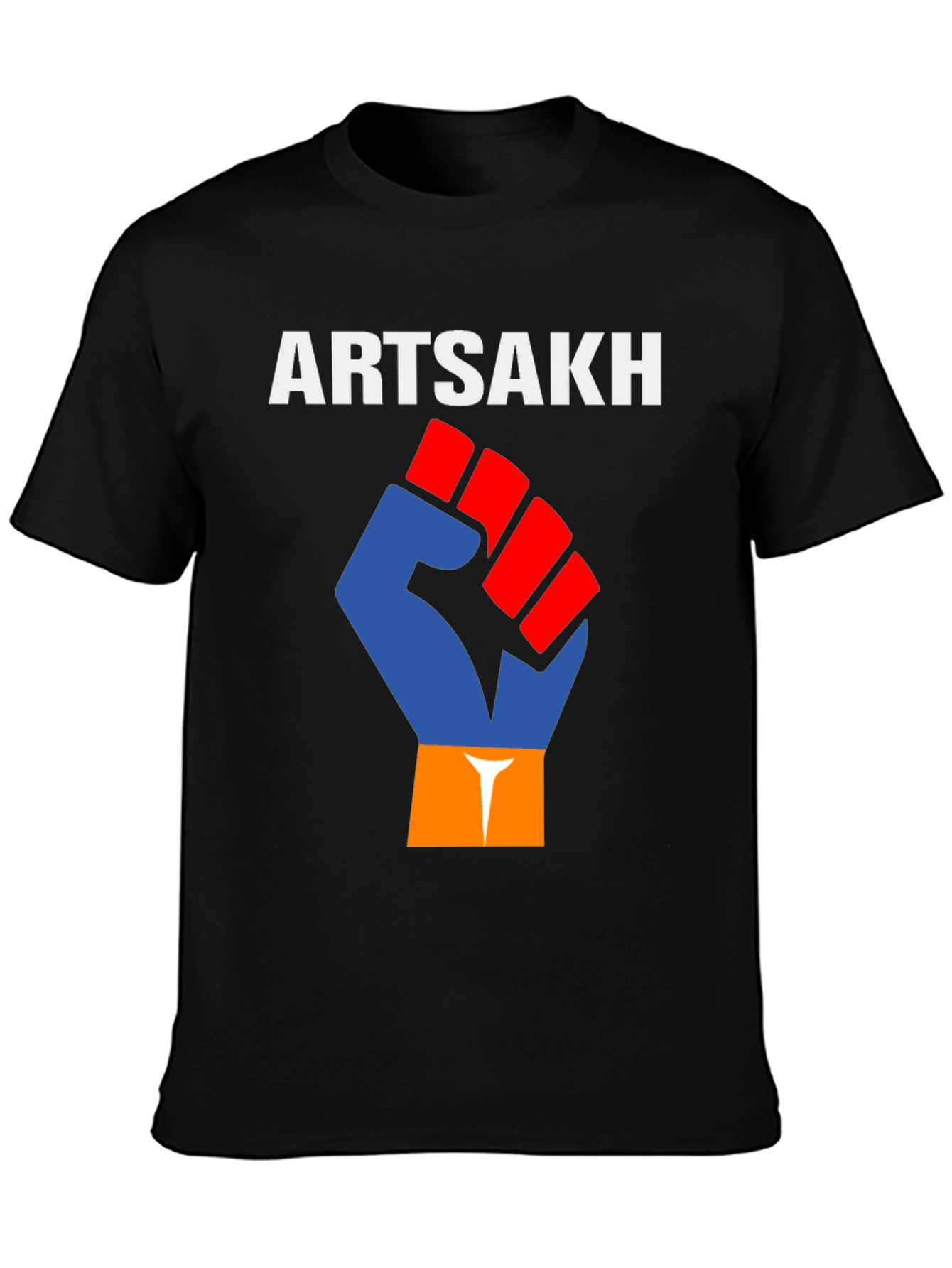 Artsakh T-Shirt Fist Flag Design - Black Cotton Tee