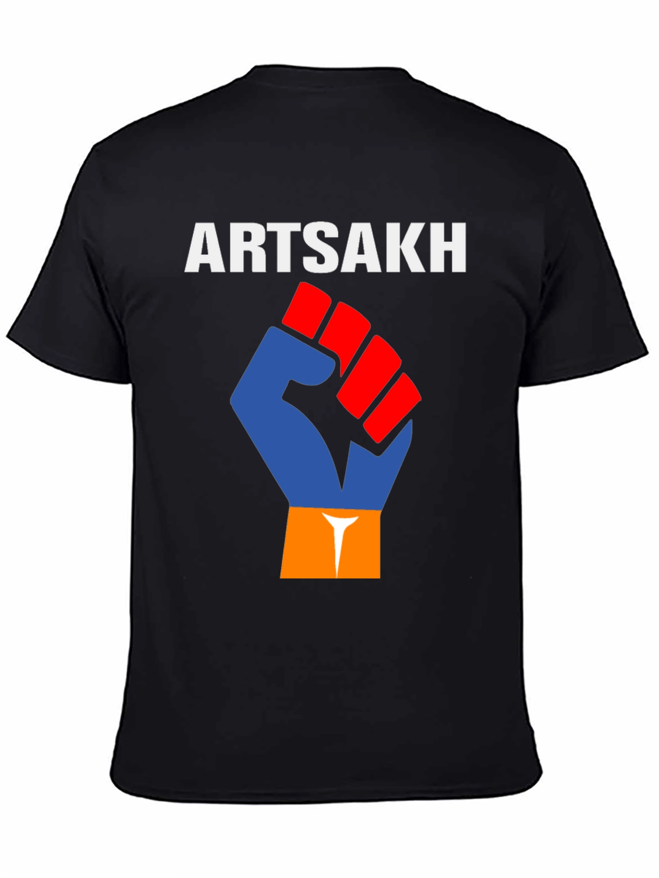 Artsakh T-Shirt Fist Flag Design - Black Cotton Tee