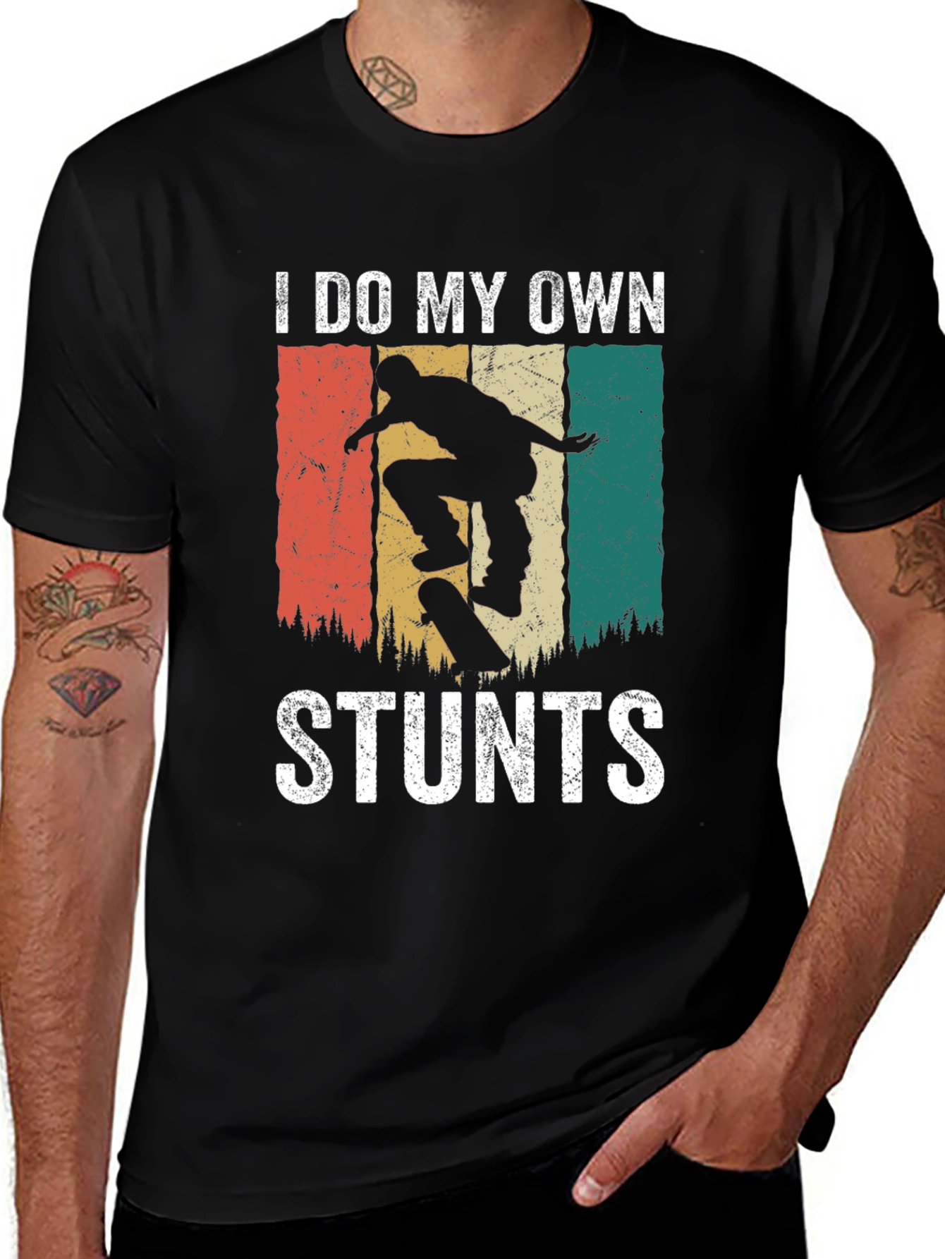 I Do My Own Stunts Retro Skater T-Shirt