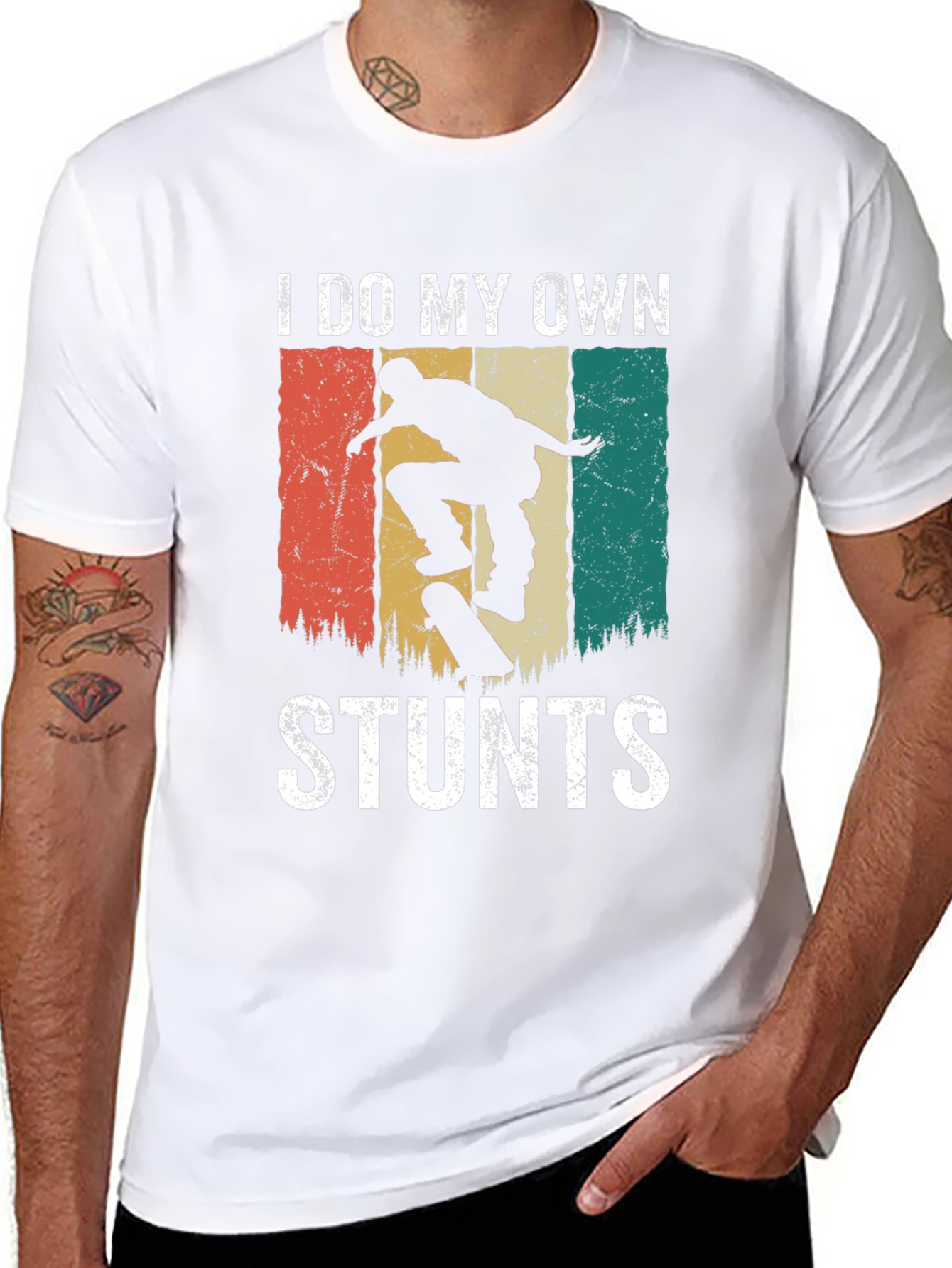 I Do My Own Stunts Retro Skater T-Shirt