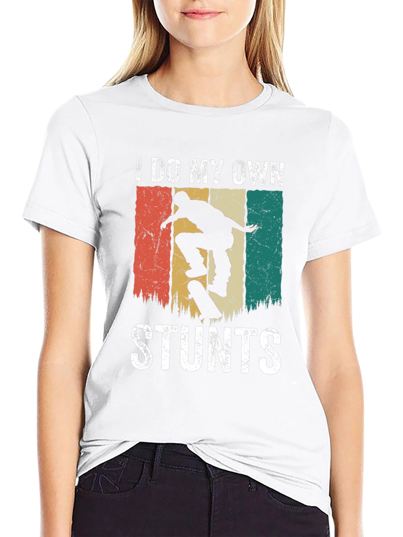 I Do My Own Stunts Retro Skater T-Shirt