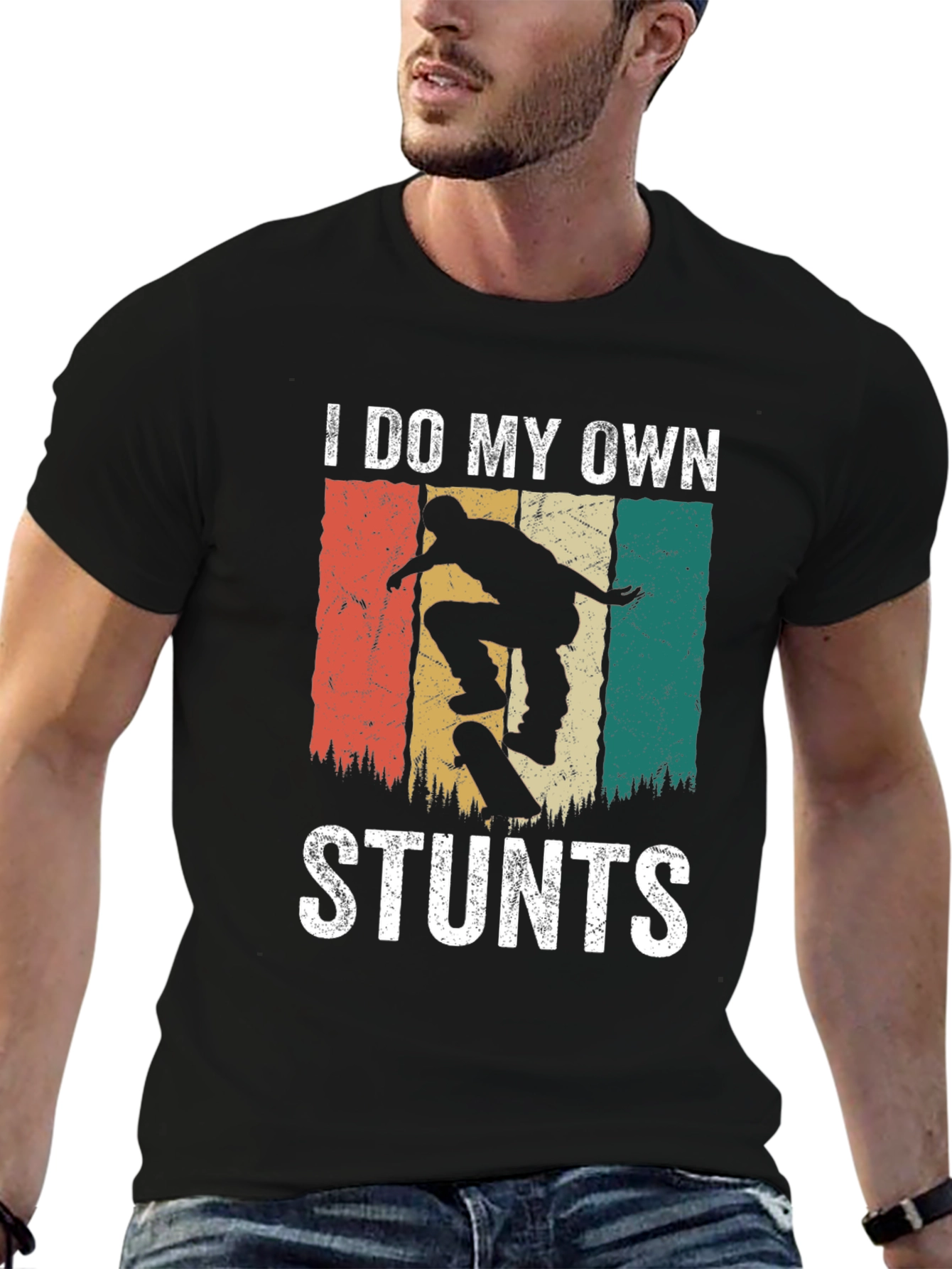 I Do My Own Stunts Retro Skater T-Shirt