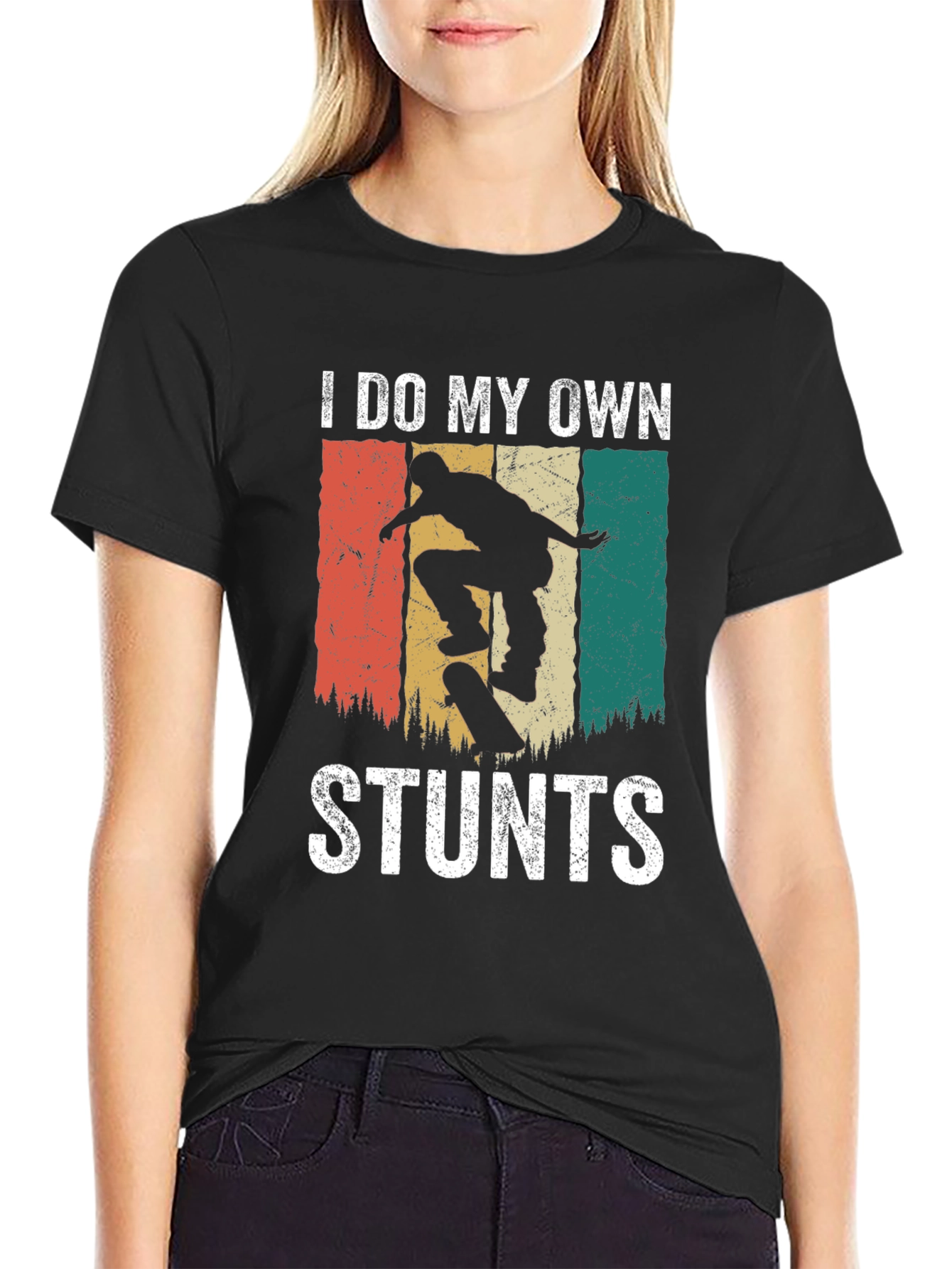 I Do My Own Stunts Retro Skater T-Shirt